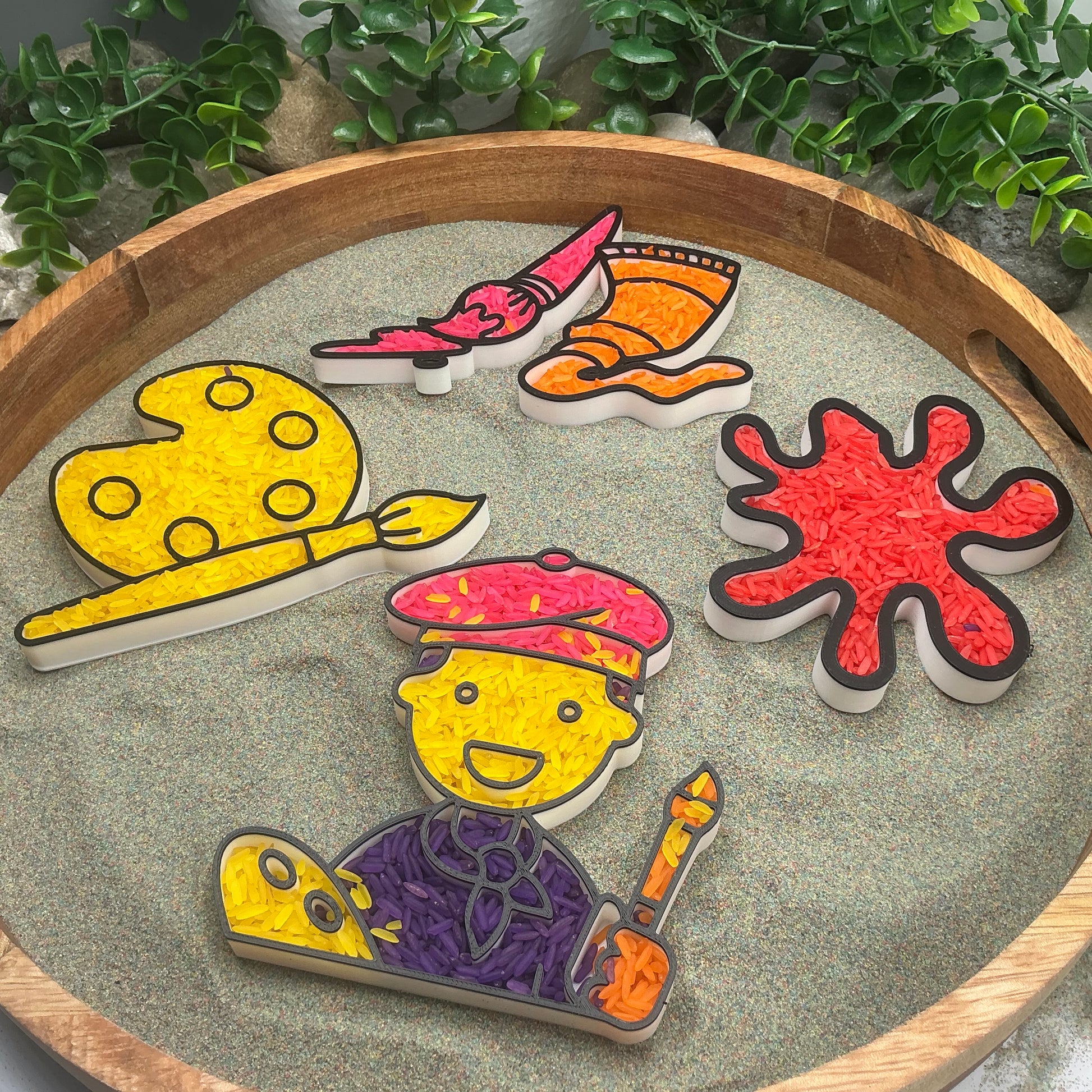 3D-printed play artist sensory filling tray, 4-piece art-themed set for sand and rice tuff trays - view 13 of 15