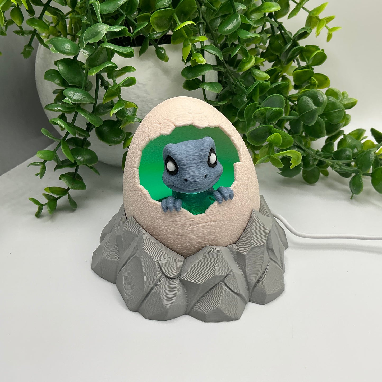 Dinosaur Hatching Egg Lamp Soft Glow Night Light Whimsical Home Bedroom D�cor - Detail Shot