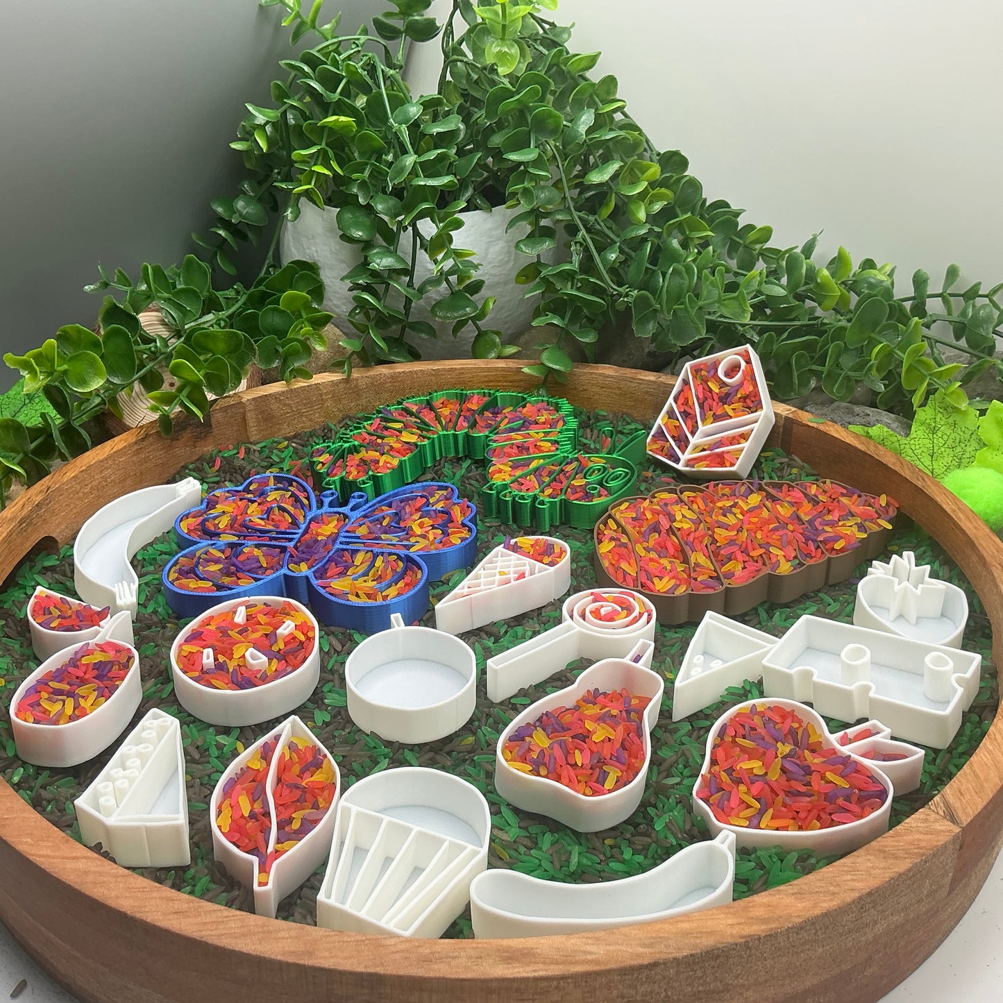 Caterpillar, Cocoon & Butterfly story book telling Sensory Filling Trays Set - Eco-Friendly 3D Printed 19 piece set
