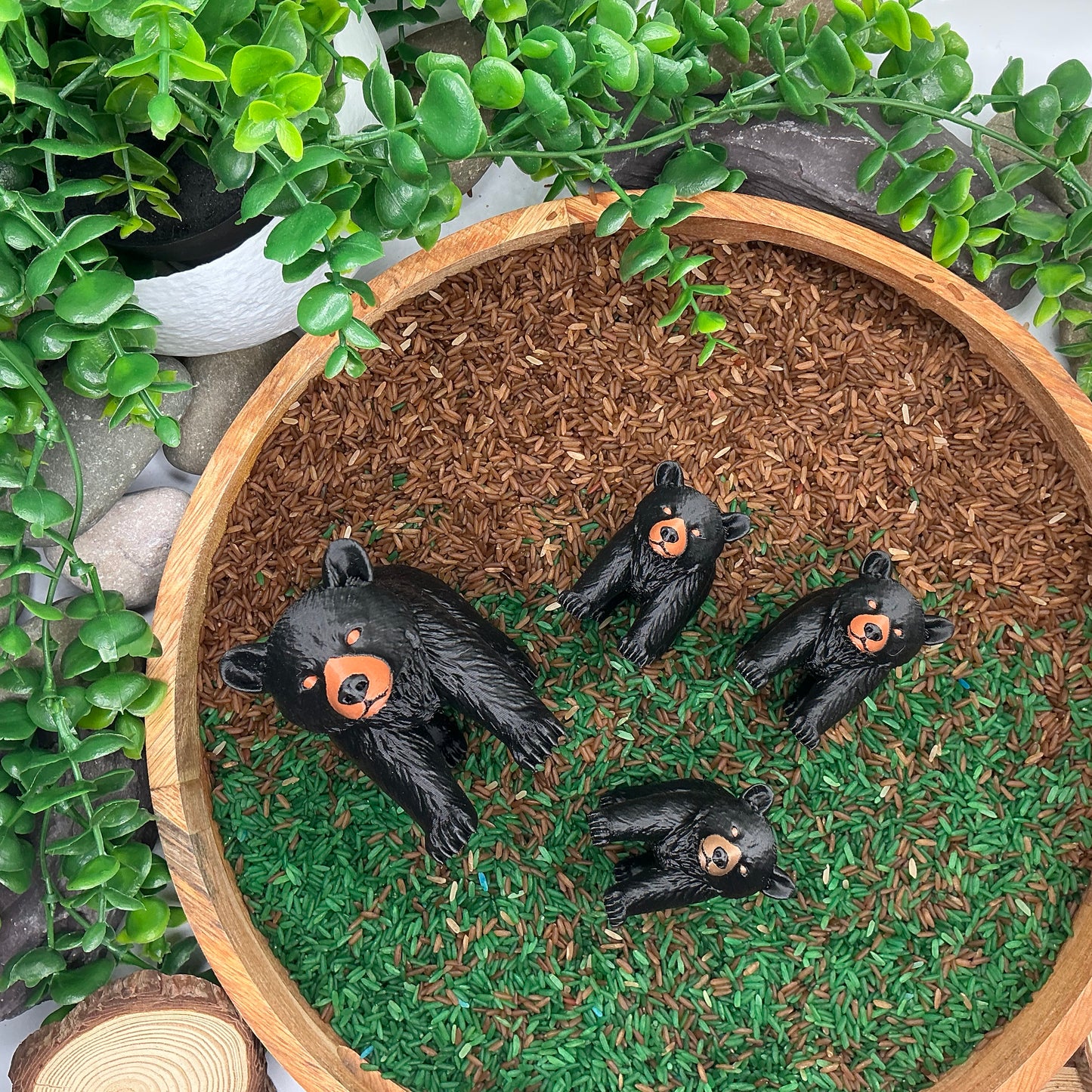 3D Printed Black Bear & three Cubs pretend Role play
