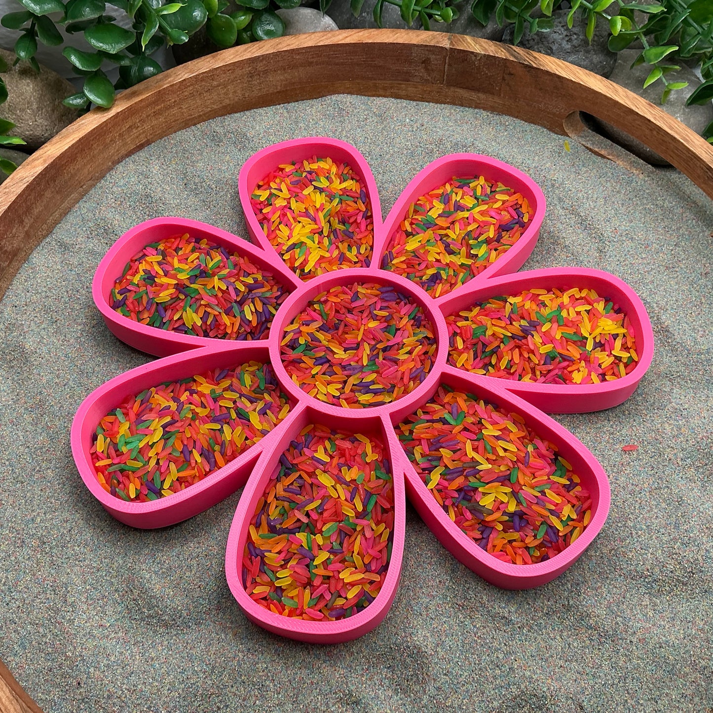 Large Flower Sensory Filling Tray - Petal-Compartment Design (Sand & Rice Tuff Tray)