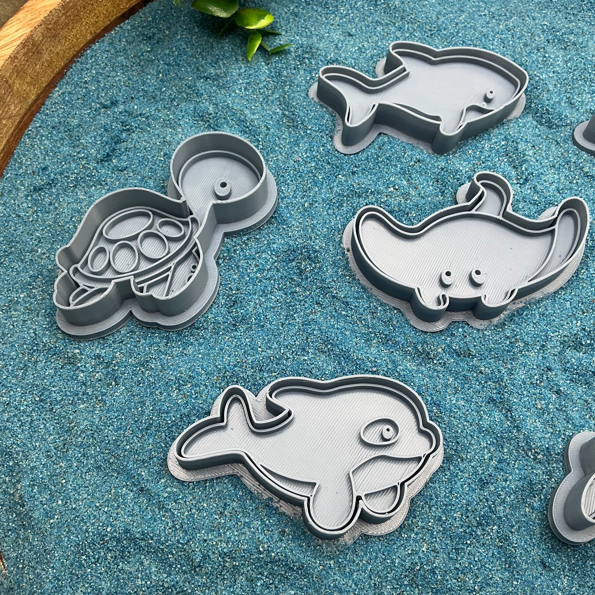 3D-printed sea animals play dough cookie cutter set - 6 piece with dolphins, whale, shark, stingray and turtle - view 3 of 9