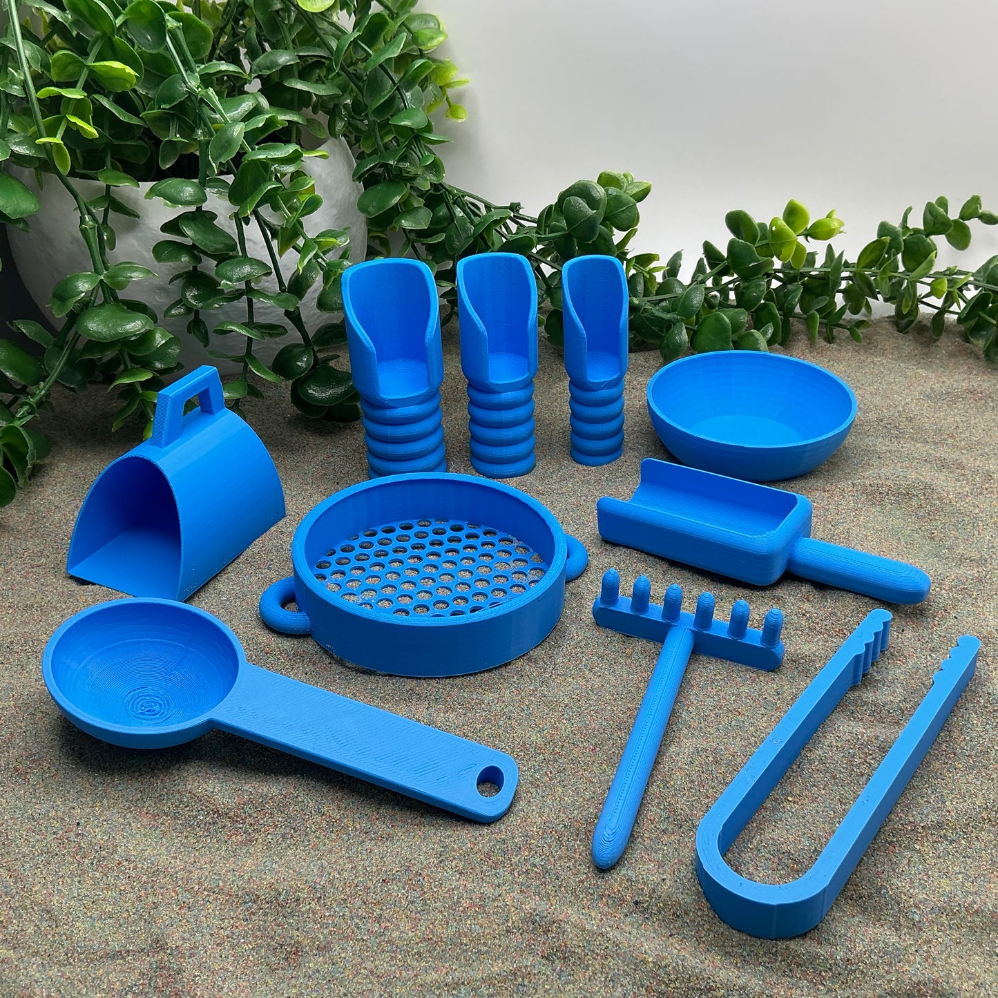 Sensory Play Tools - 9 Piece Set (Tweezers, Scoops, Sieve & Rake)