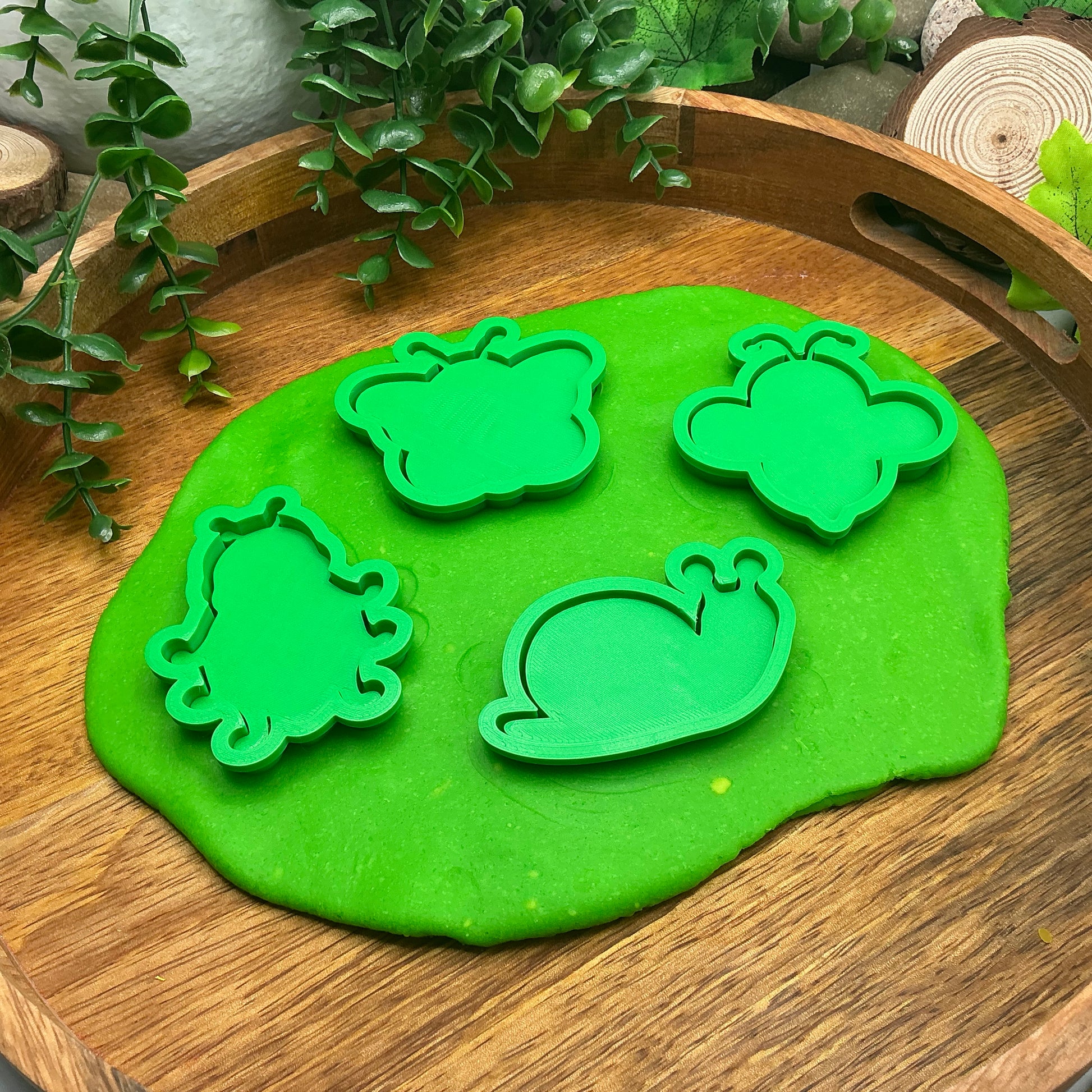 3D-printed spring garden insects play dough cookie cutter set - 4 piece with bee, butterfly, snail and ladybug - view 6 of 13