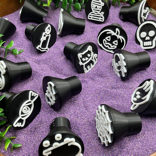 Halloween Play Dough Stamps 17 Piece Set - Sensory Stamps for Play Dough, Kinetic Sand & Clay