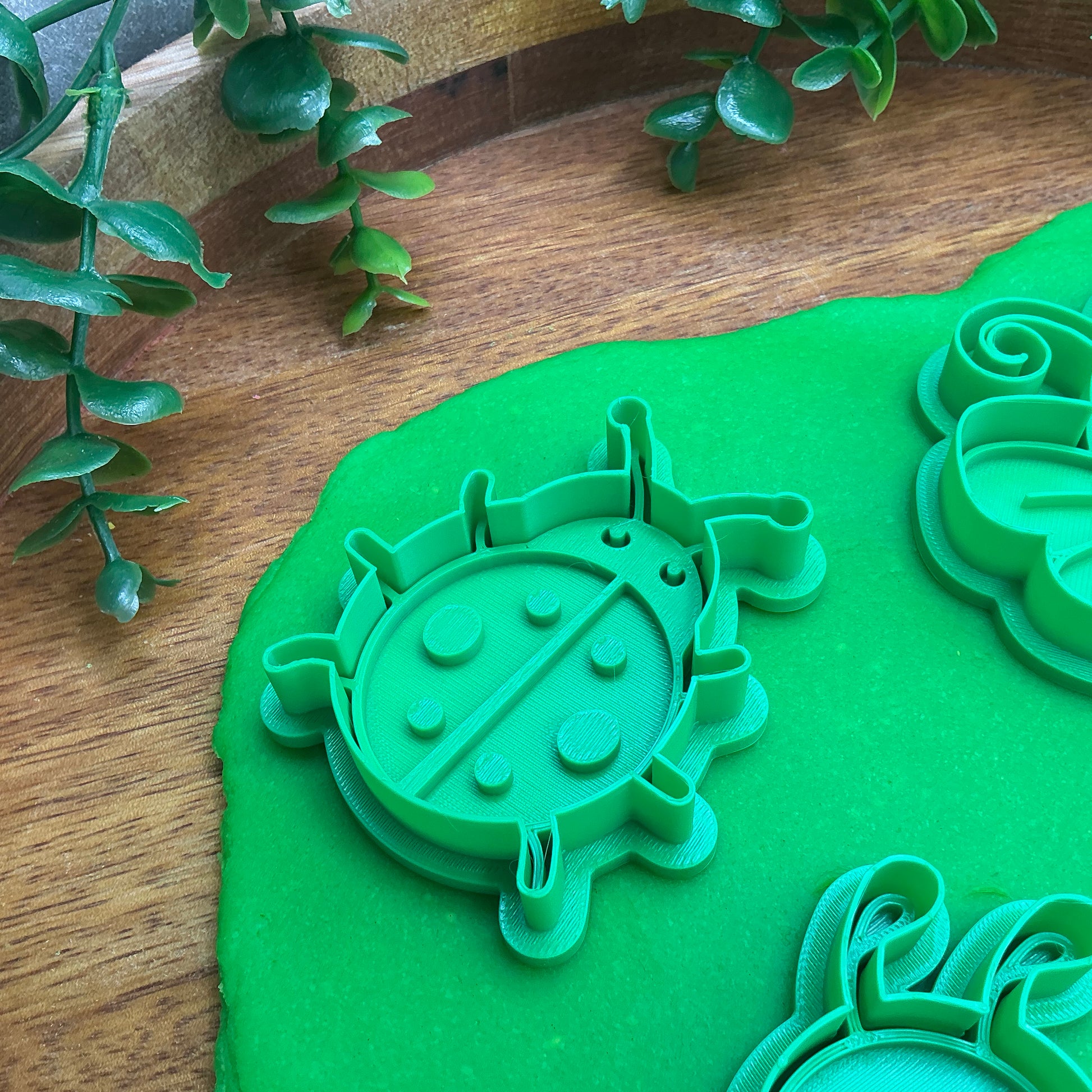 3D-printed garden spring insects play dough cookie cutter set - 4 piece with caterpillar, bee, ladybug and snail - view 2 of 15