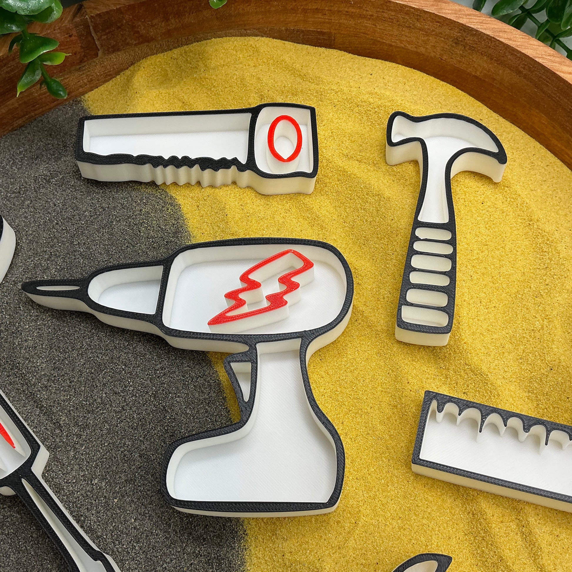 3D-printed construction toy tools sensory filling tray, 8-piece set for sand and rice tuff trays - view 6 of 11