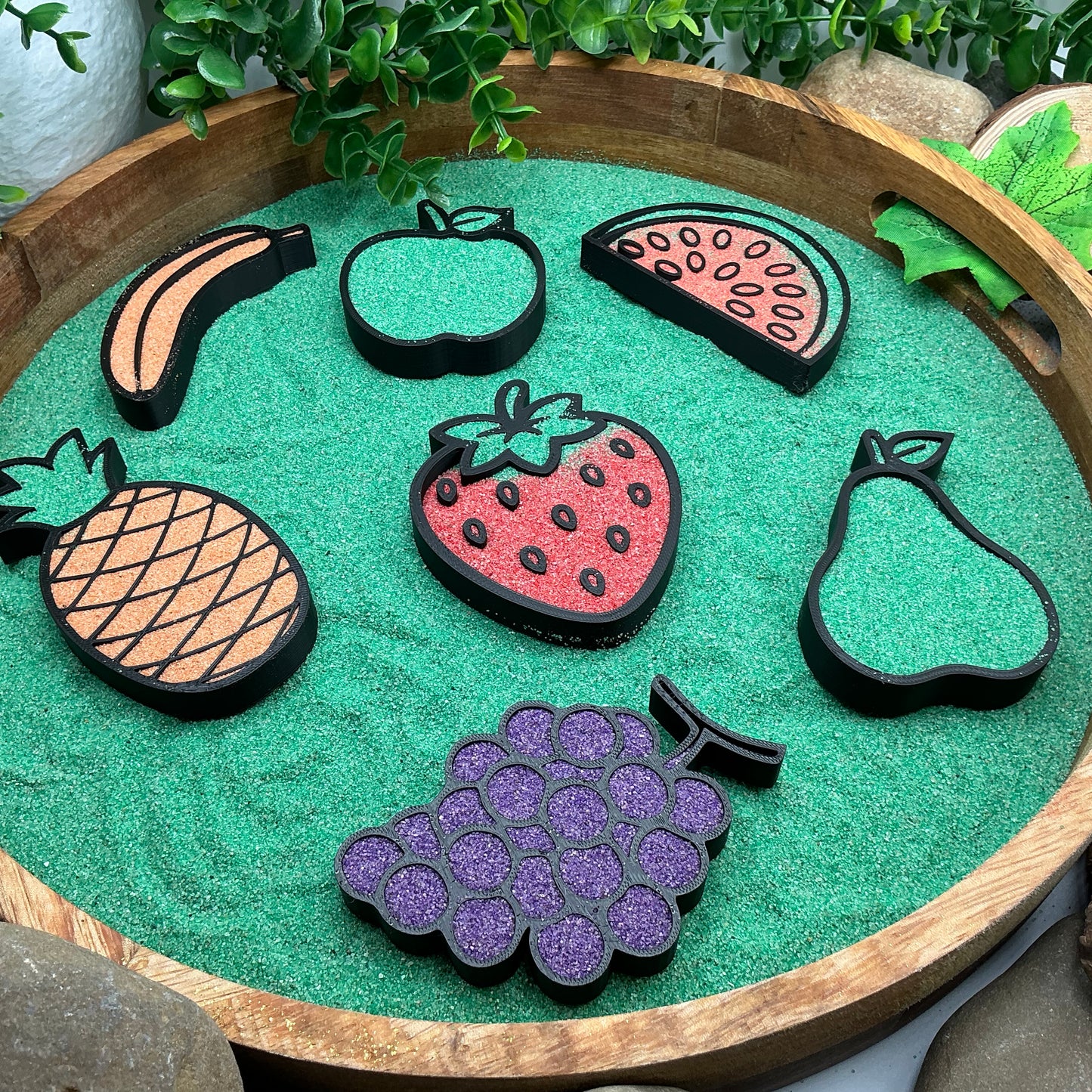 Fruit fill shapes play fruit sensory filling trays 7 piece set tuff tray