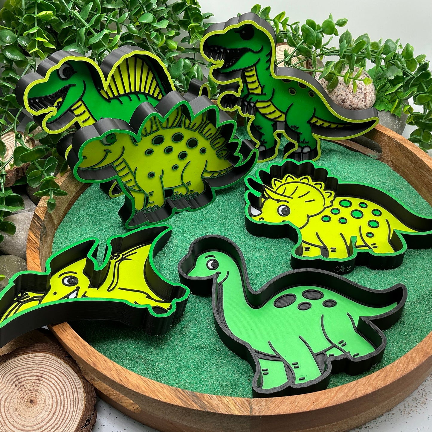 3D-printed dinosaur sensory play fill shape set - 6 piece with T-Rex, Triceratops, Stegosaurus, Spinosaurus, Pterodactyl, Brachiosaurus - view 1 of 16