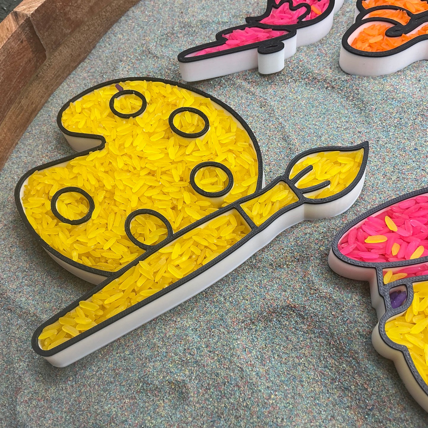 3D-printed play artist sensory filling tray, 4-piece art-themed set for sand and rice tuff trays - view 9 of 15