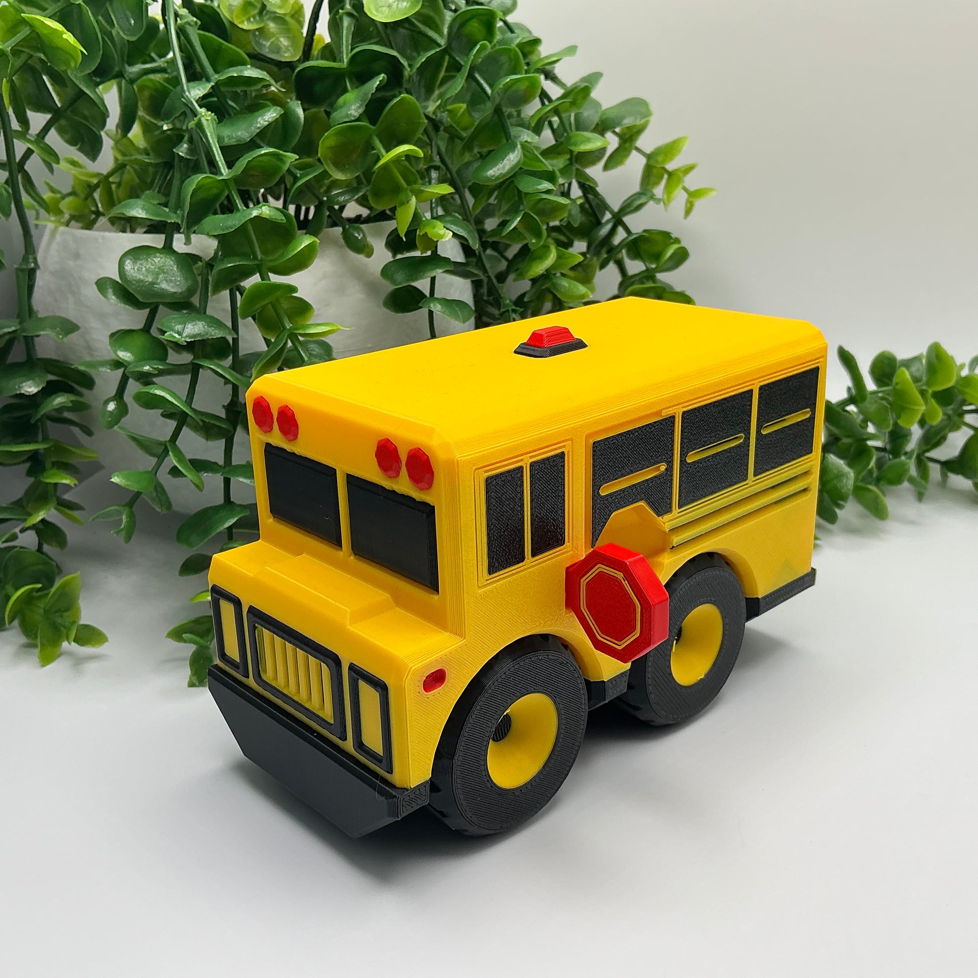Large 3D Printed Yellow School Bus Durable Indoor & Outdoor Push Along Big Schoo - Close Up