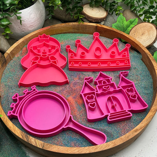Princess theme fill shapes 4 piece set princess castle crown & mirror