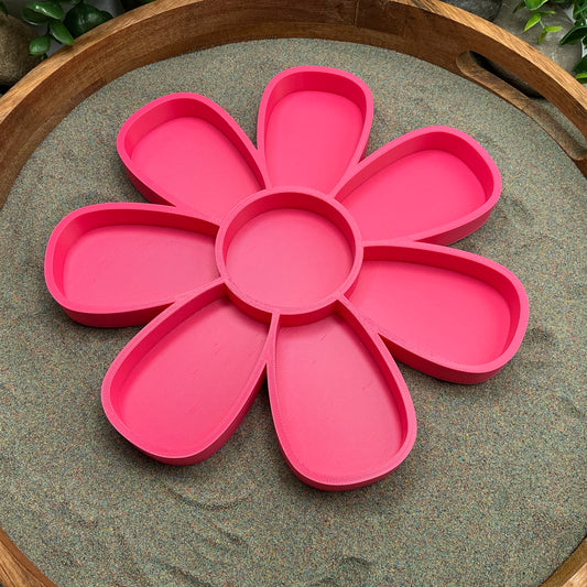 Large 3D-printed flower sensory filling tray with petal-compartment design for sand and rice tuff trays - view 2 of 6