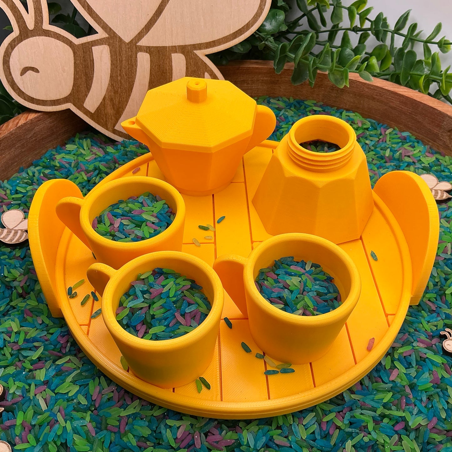 Coffee Maker Set (5 Piece) - 3D Printed Kitchen Role Play Toy, Eco-Friendly