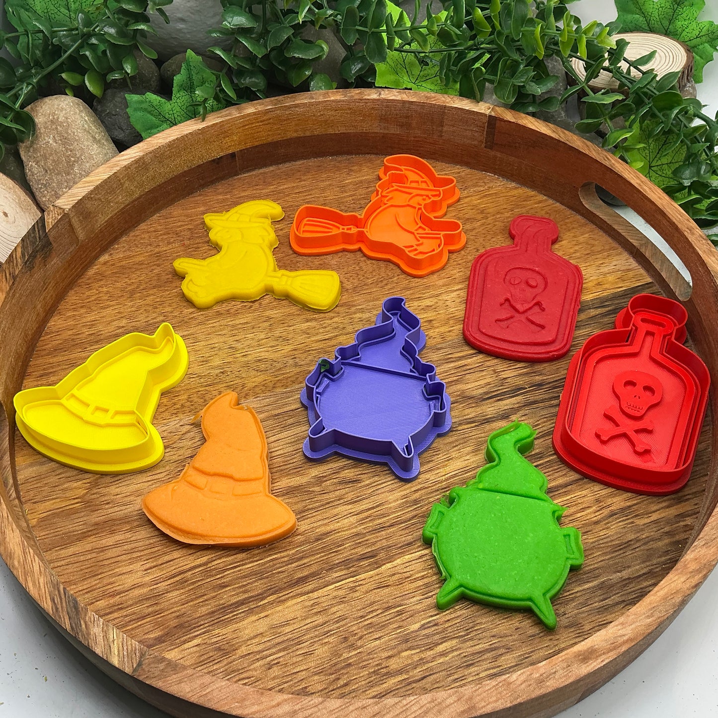 3D-printed witch Halloween play dough cookie cutter set - 4 piece (witch on broom, cauldron, hat and poison bottle) - view 8 of 15