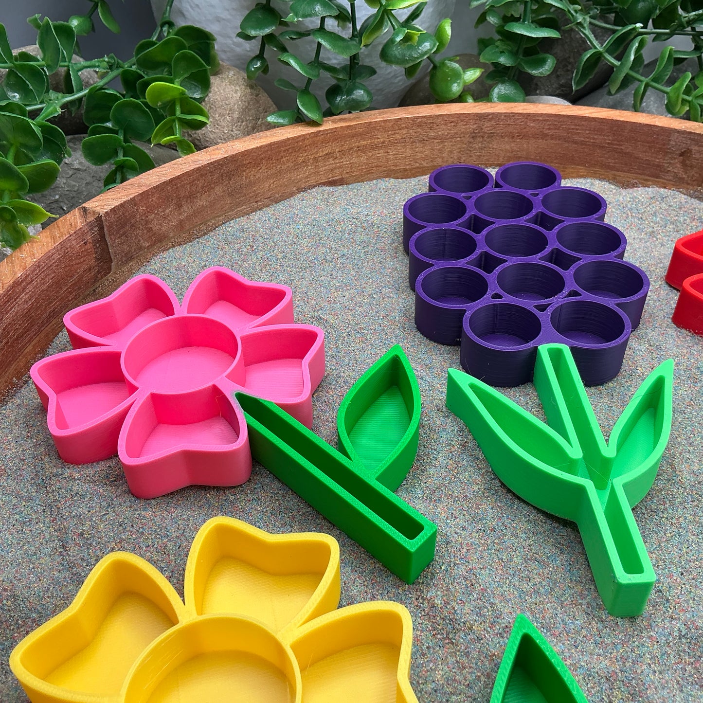 3D-printed flower fill shapes sensory filling tray, 5-piece spring set for sand and rice tuff trays - view 3 of 15