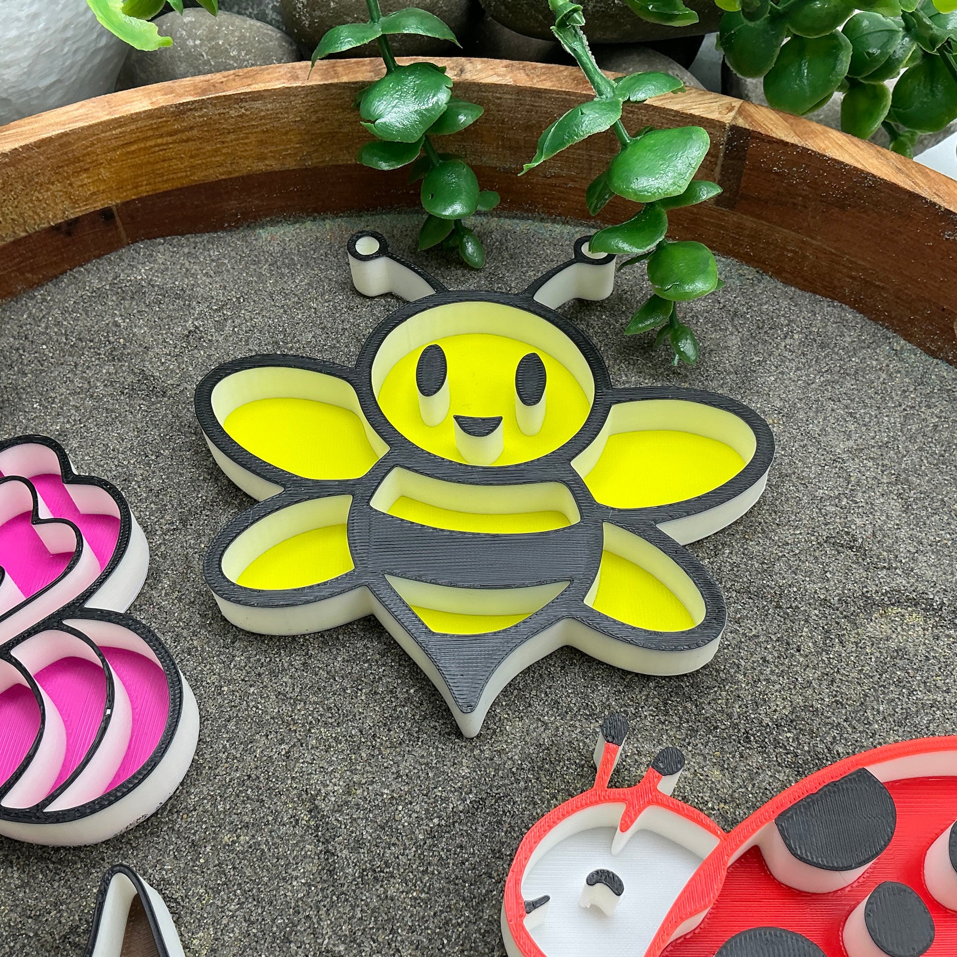 3D-printed spring garden sensory filling tray 4-piece set - ladybird, bee, butterfly and bird - view 2 of 14