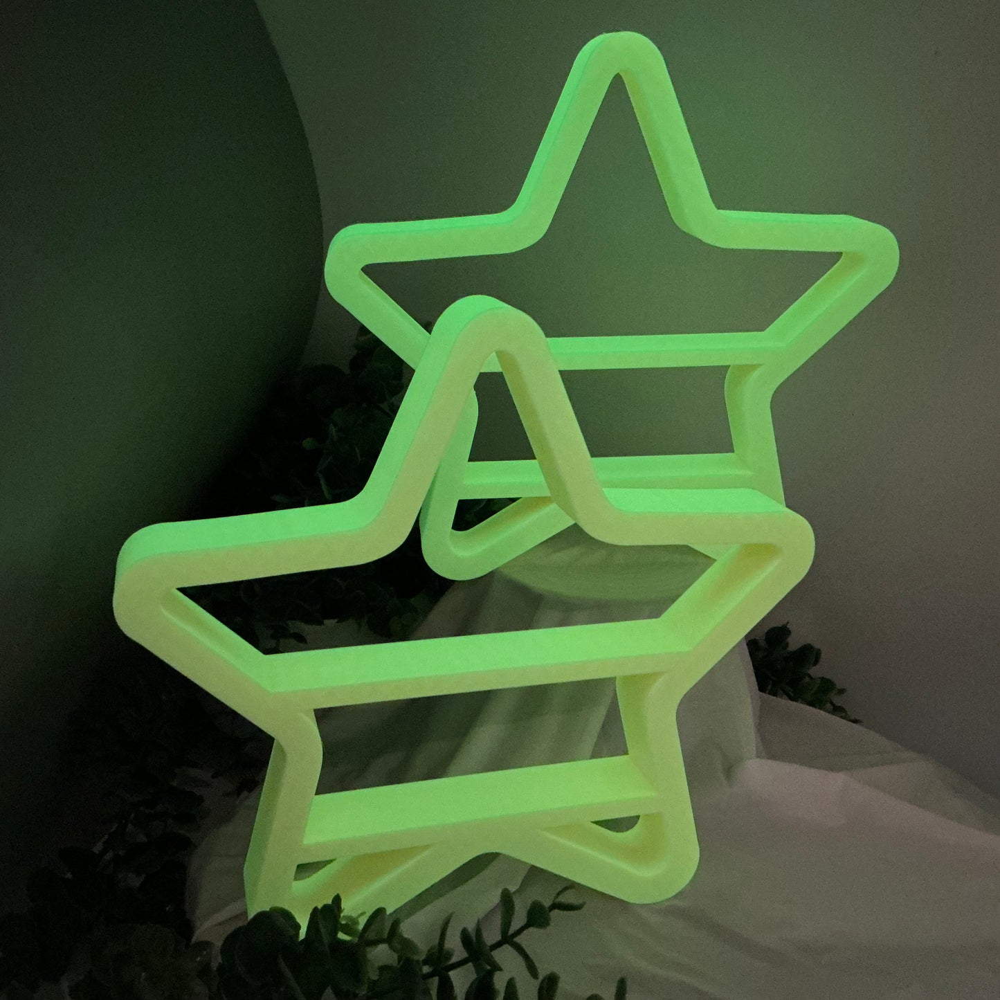 Set of two table top mini shelves Star Shape bedroom decor glow in the dark