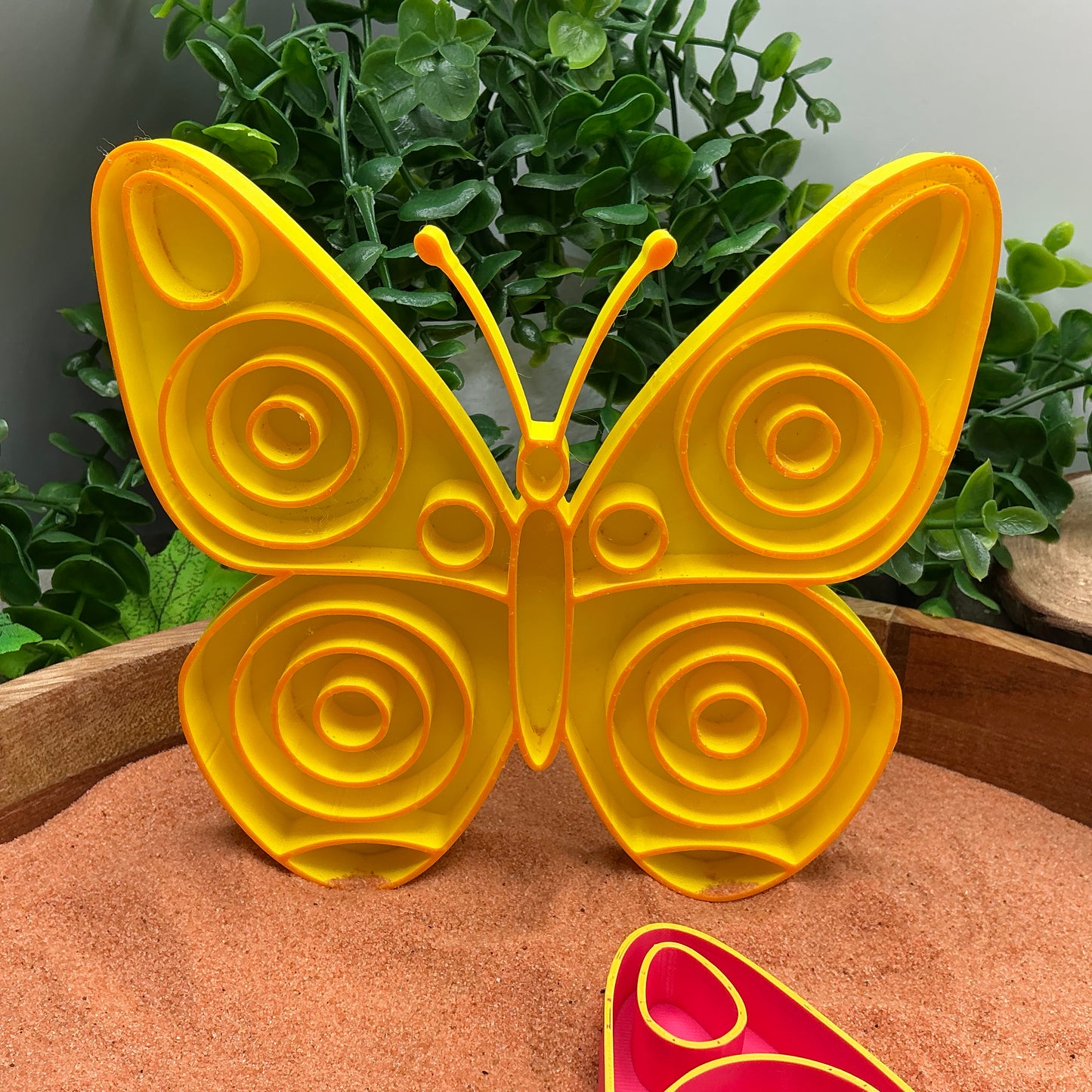3D-printed butterfly sensory fill shape - choose pink or yellow for garden and minibeasts play - view 10 of 10