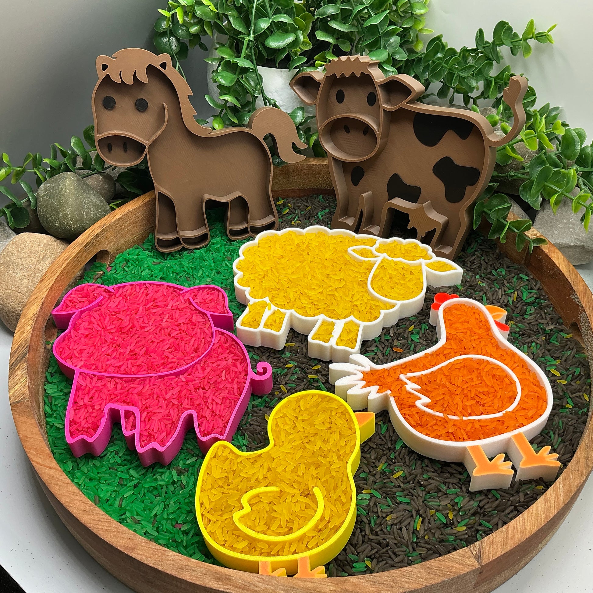 3D-printed farm animals sensory filling tray 6-piece set - pig, sheep, chick, chicken, cow and horse - view 10 of 15