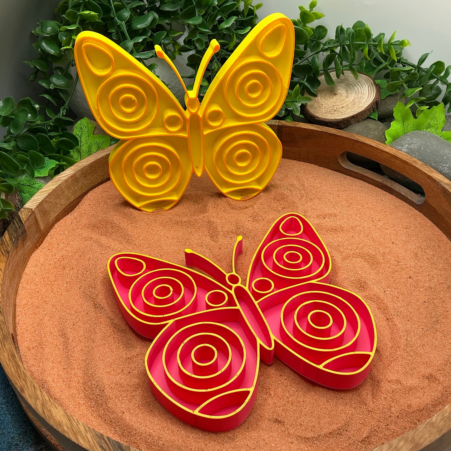 3D-printed butterfly sensory fill shape - choose pink or yellow for garden and minibeasts play - view 5 of 10