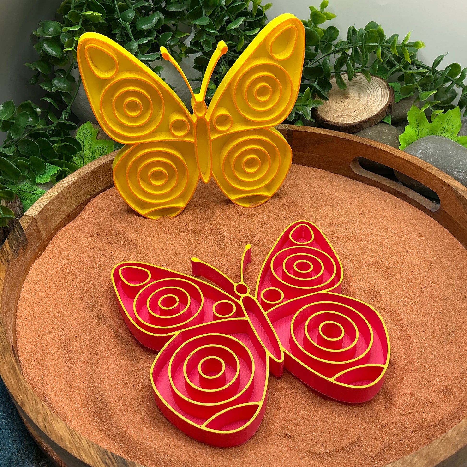 3D-printed butterfly sensory fill shape - choose pink or yellow for garden and minibeasts play - view 5 of 10
