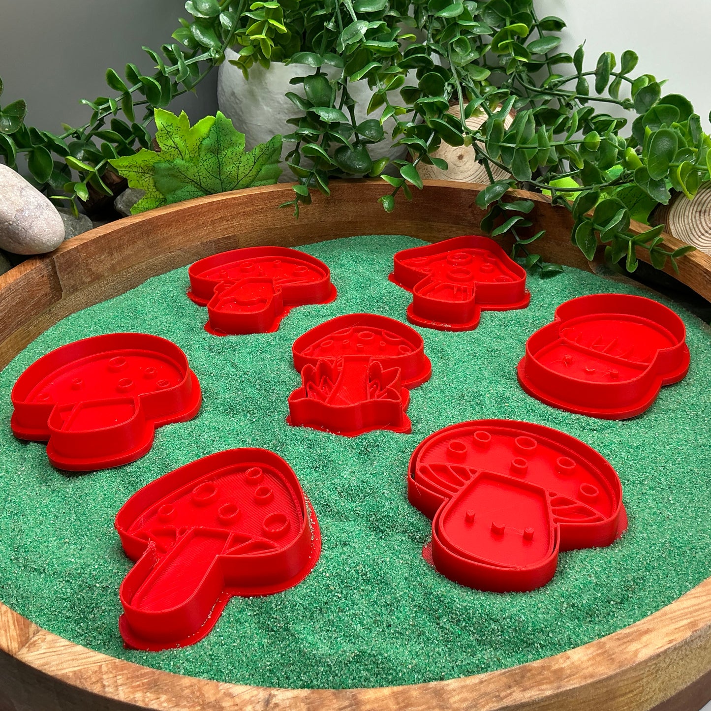 3D-printed garden mushroom and toadstool play dough cookie cutter set - 7 piece woodland and autumn theme - view 7 of 10