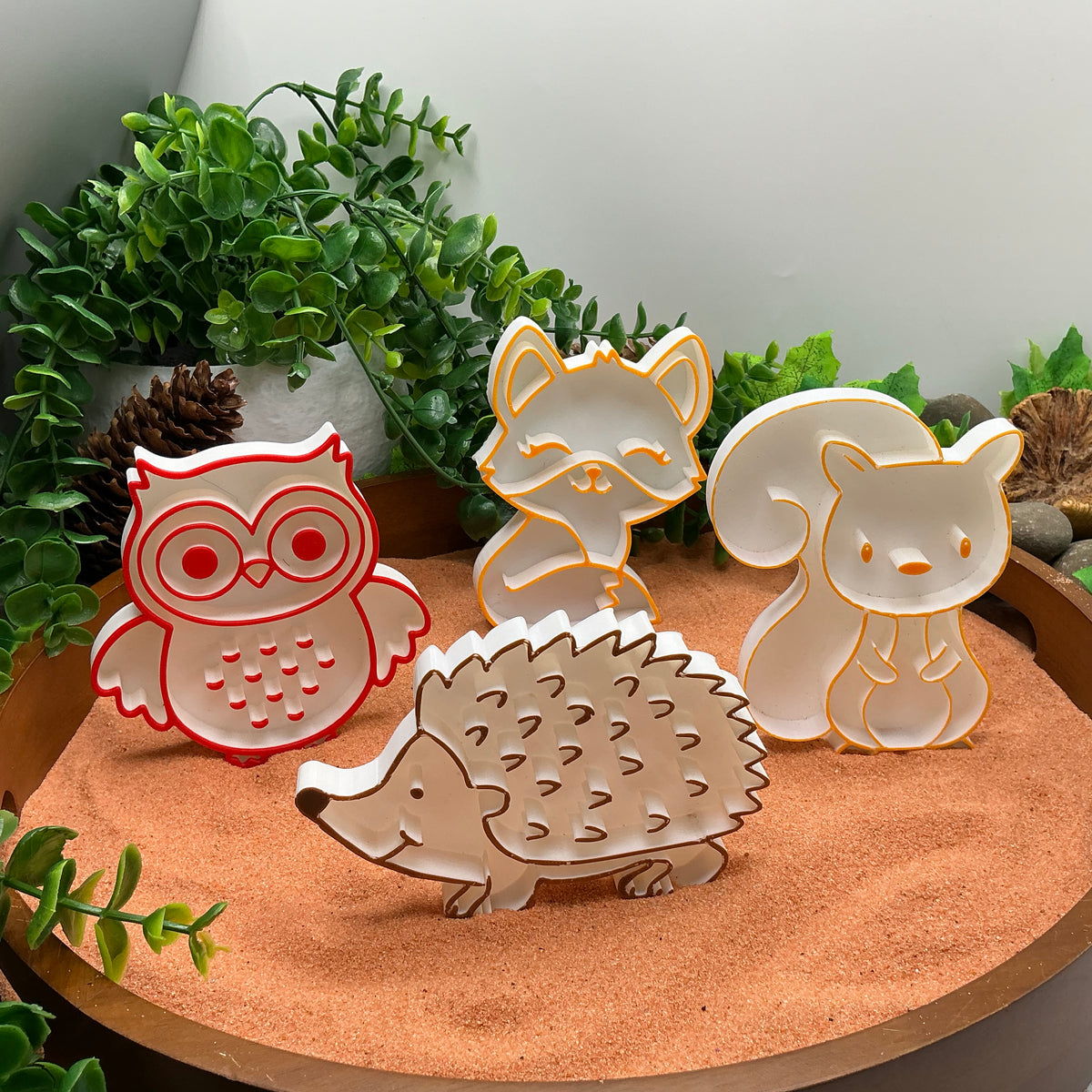 Autumn Animals Sensory Filling Trays - 4 Piece Set (Fox, Hedgehog, Squirrel & Owl)
