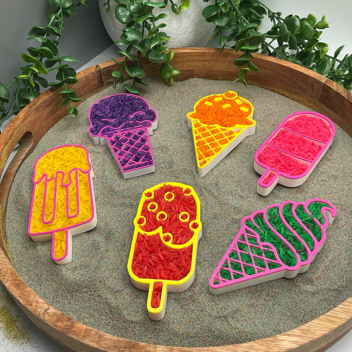 3D-printed summer ice cream sensory filling tray, 6-piece set for sand and rice tuff trays - view 9 of 11