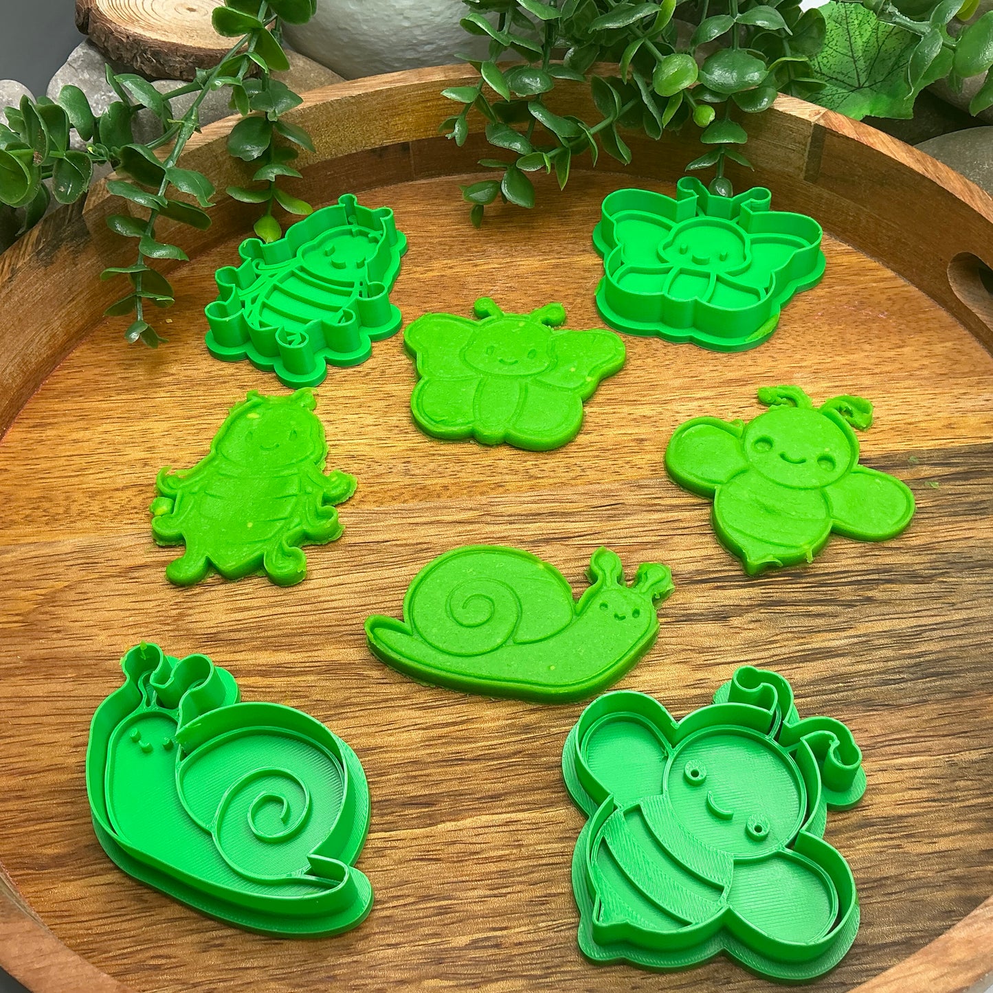 3D-printed spring garden insects play dough cookie cutter set - 4 piece with bee, butterfly, snail and ladybug - view 12 of 13