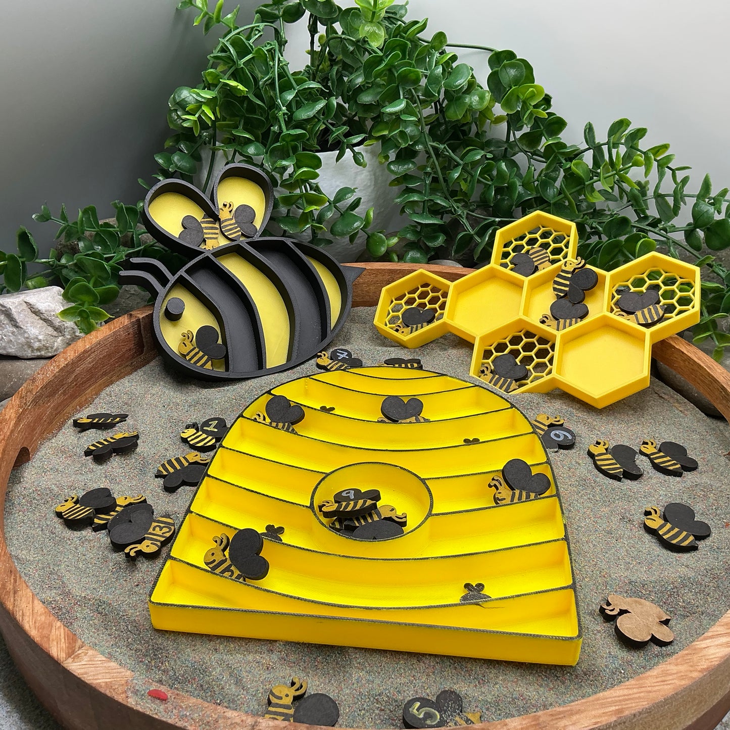 3D-printed bee theme sensory filling tray, 3-piece set with bee, hive and honeycomb - view 9 of 10