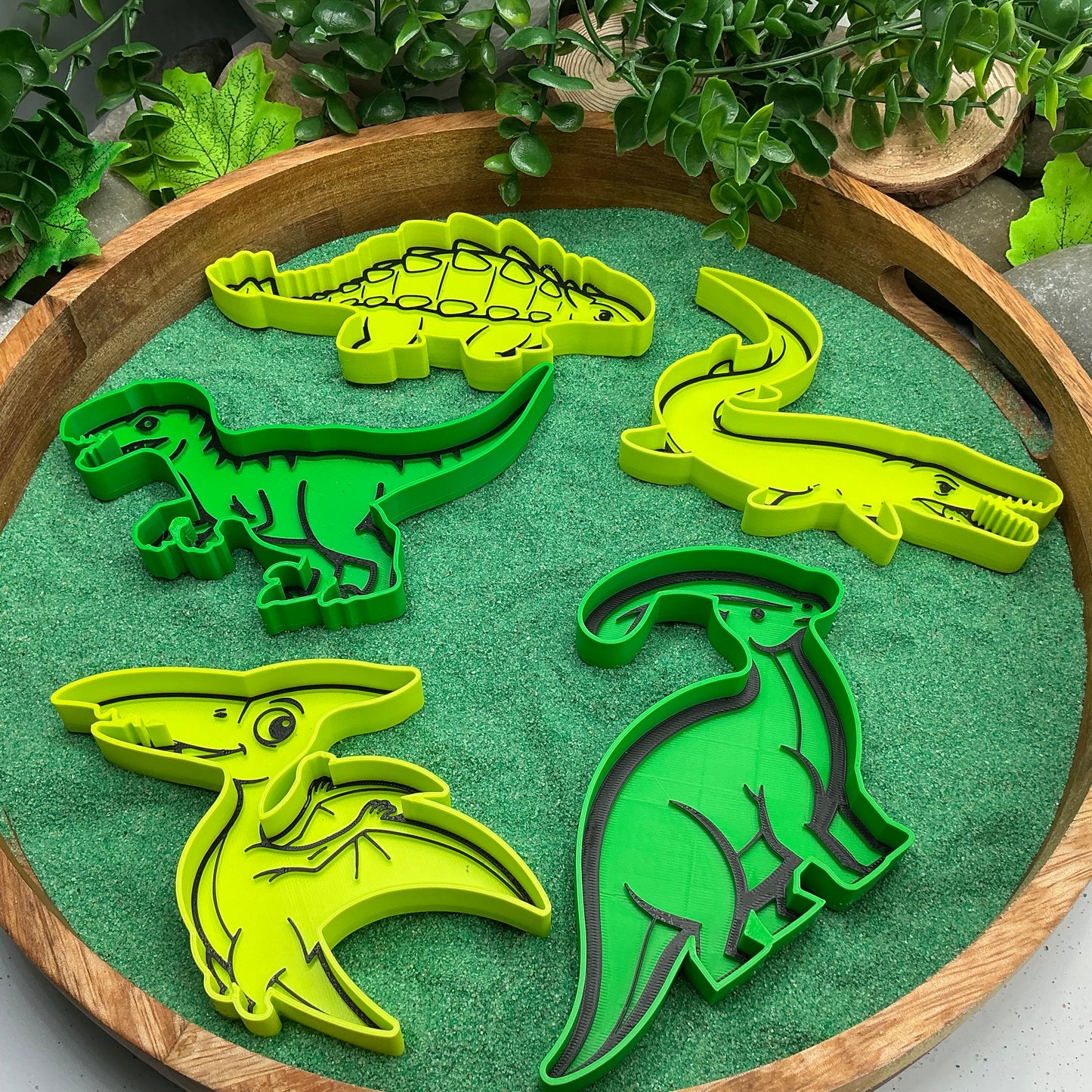 3D-printed dinosaur sensory fill shape set - 5 piece with Ankylosaurus, Mosasaurus, Pterodactyl, Velociraptor and Parasaurolophus - view 15 of 15