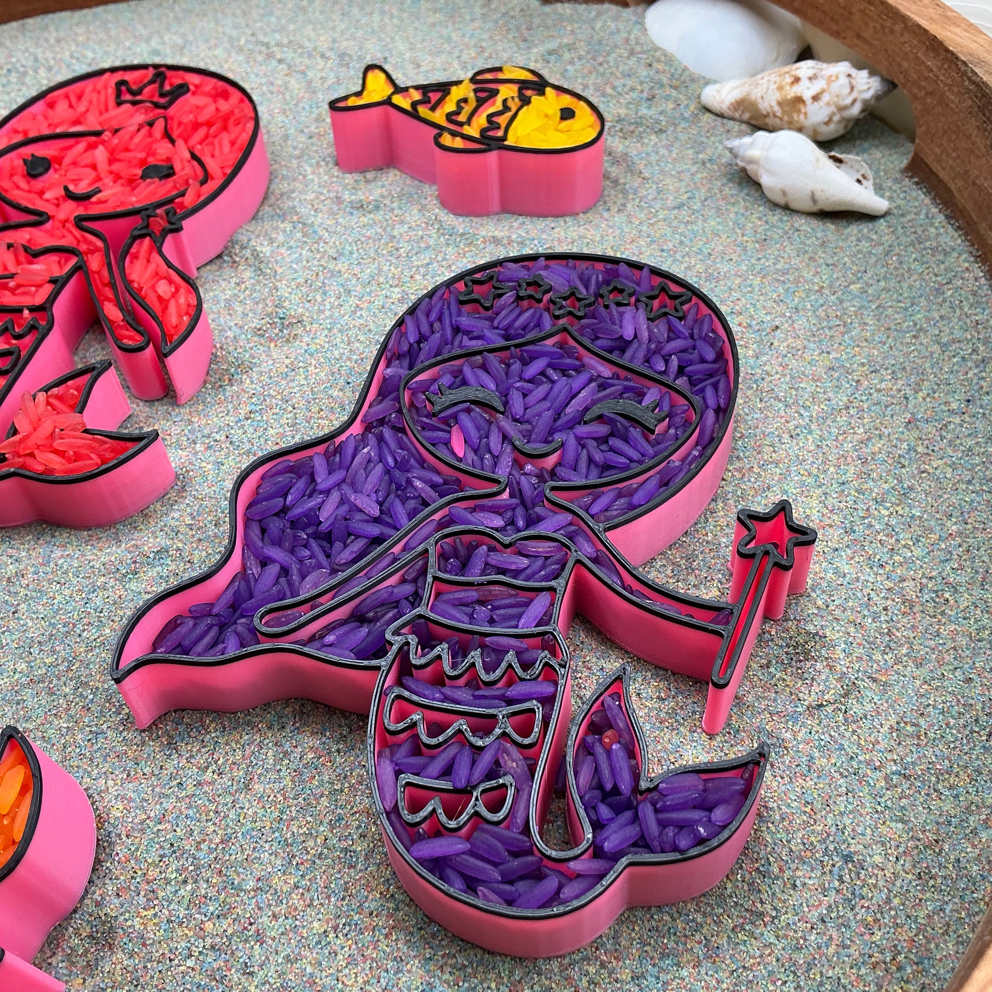 3D-printed mermaid sensory filling tray, 5-piece set with three mermaids, crab and fish - view 10 of 14