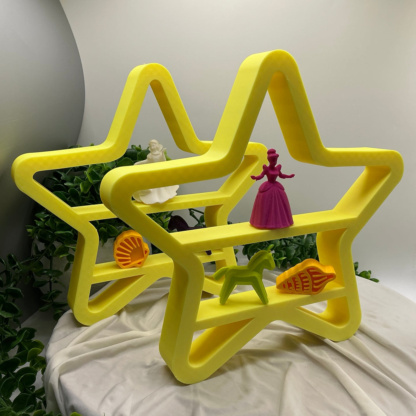 Set of two table top mini shelves Star Shape bedroom decor glow in the dark