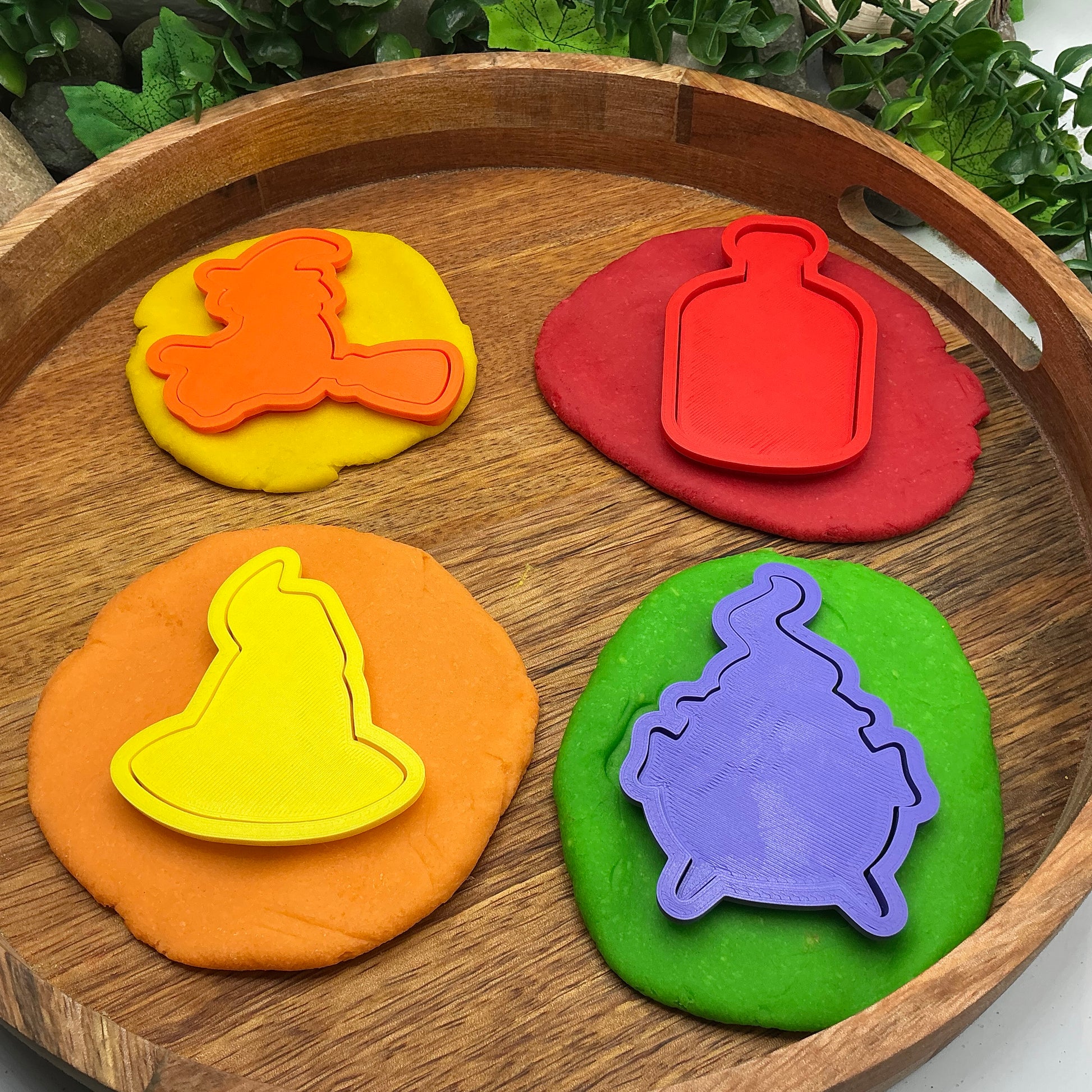 3D-printed witch Halloween play dough cookie cutter set - 4 piece (witch on broom, cauldron, hat and poison bottle) - view 7 of 15