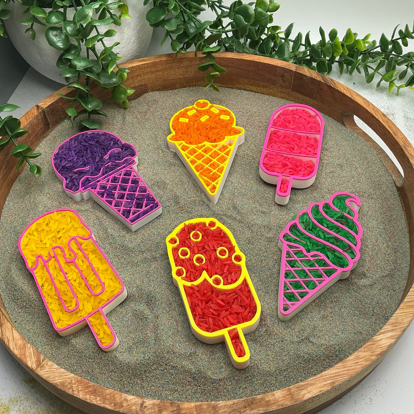 3D-printed summer ice cream sensory filling tray, 6-piece set for sand and rice tuff trays - view 5 of 11