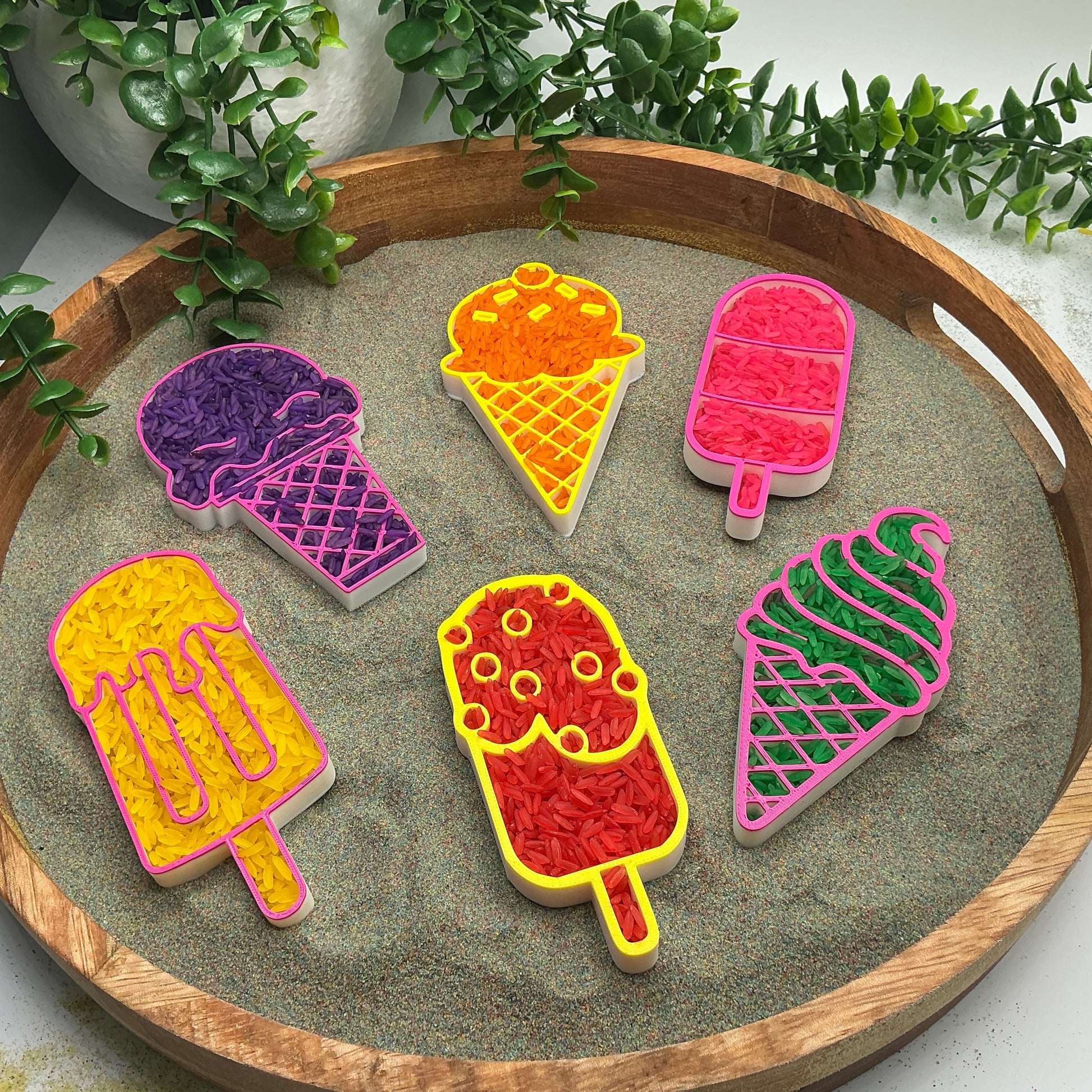 3D-printed summer ice cream sensory filling tray, 6-piece set for sand and rice tuff trays - view 5 of 11