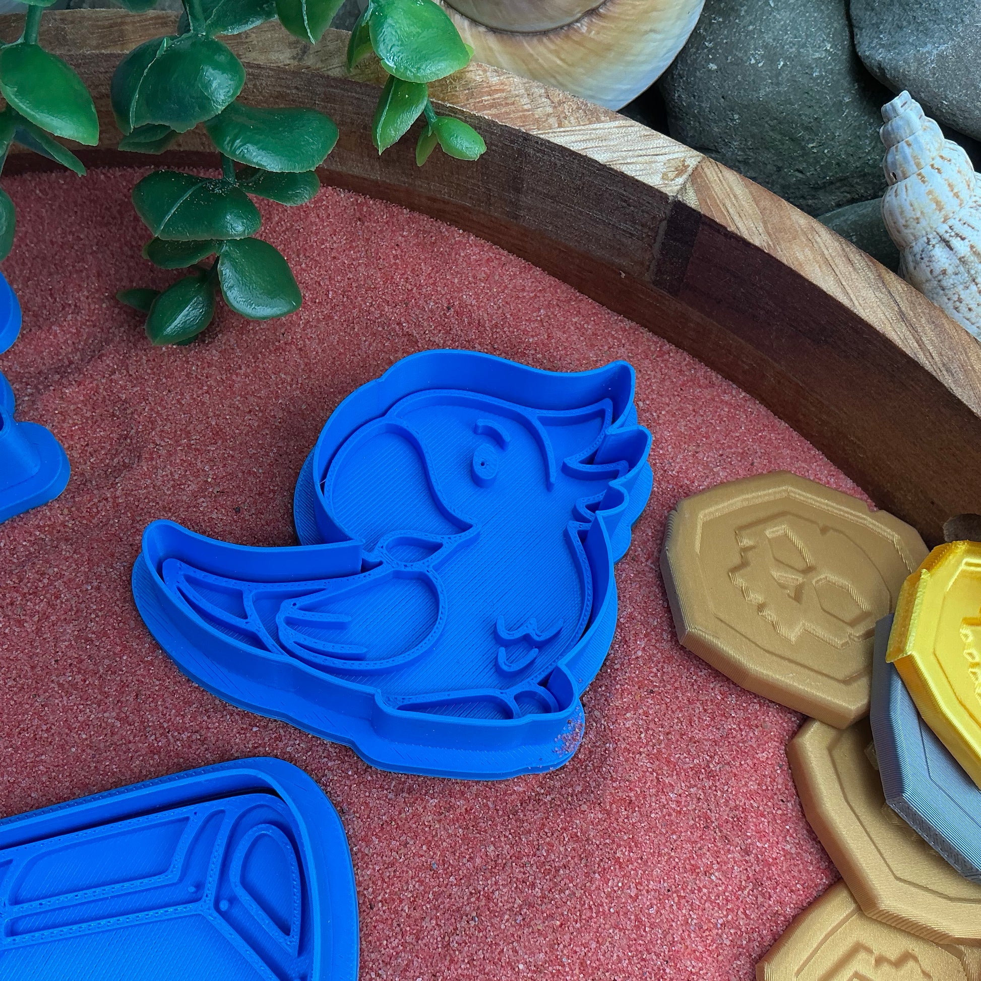 3D-printed pirate play dough cookie cutter set - 7 piece with pirate, ship, treasure chest, parrots and palm tree - view 11 of 13