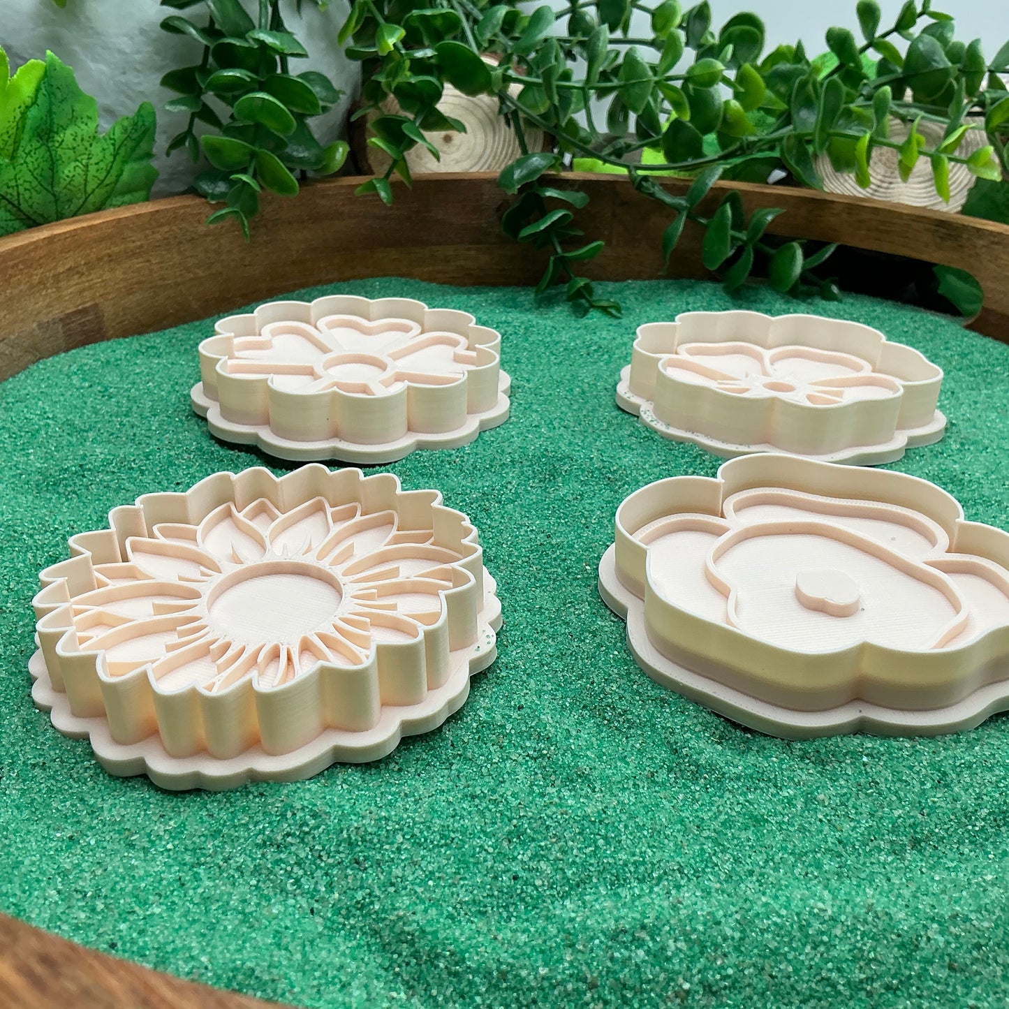 3D-printed flower garden play dough cookie cutter set - 4 piece mini meadow starter set - view 7 of 11