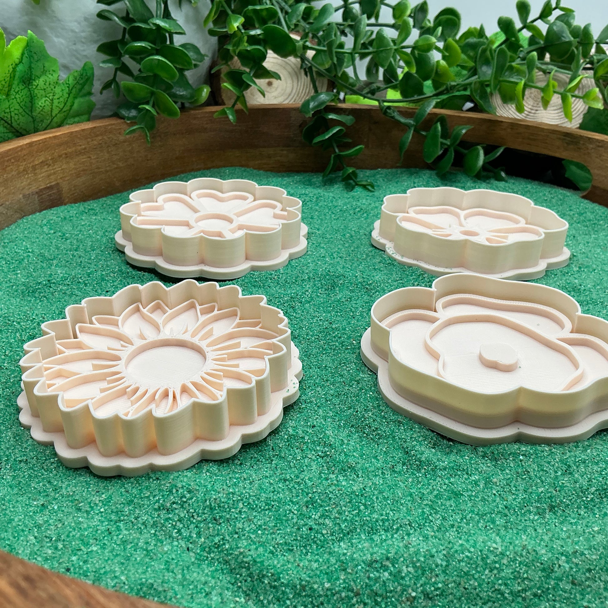 3D-printed flower garden play dough cookie cutter set - 4 piece mini meadow starter set - view 7 of 11