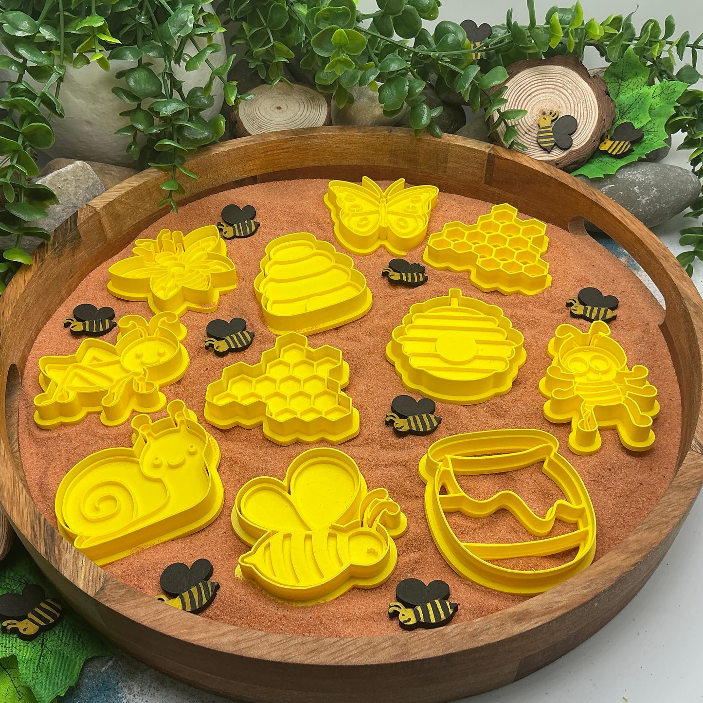 3D-printed spring garden insects play dough cookie cutter mega set - 11 piece with bee, hives, honeycomb, butterfly, wasp, ant, snail and grasshopper - view 1 of 10