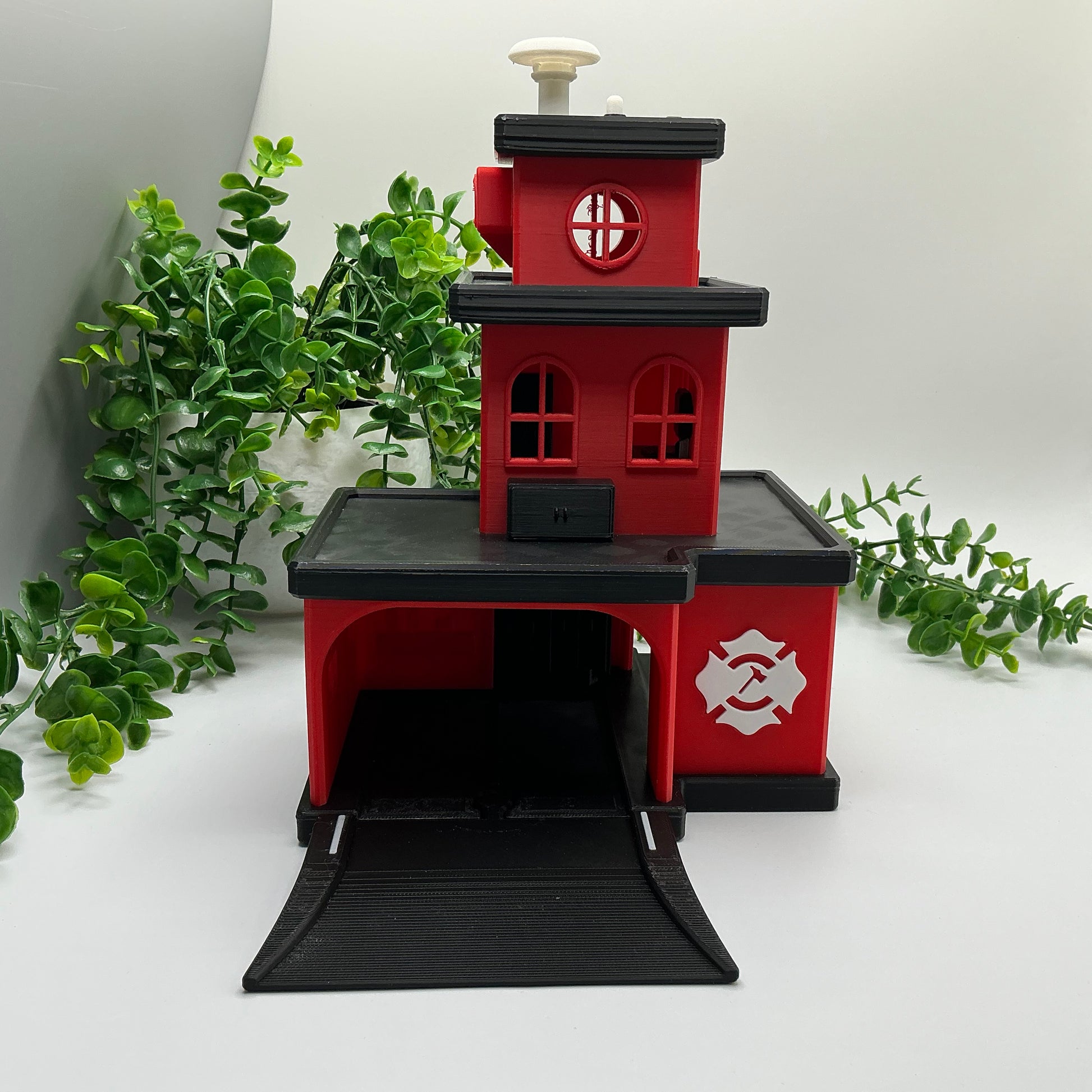3D printed fire station playset, wooden train track compatible - image 11