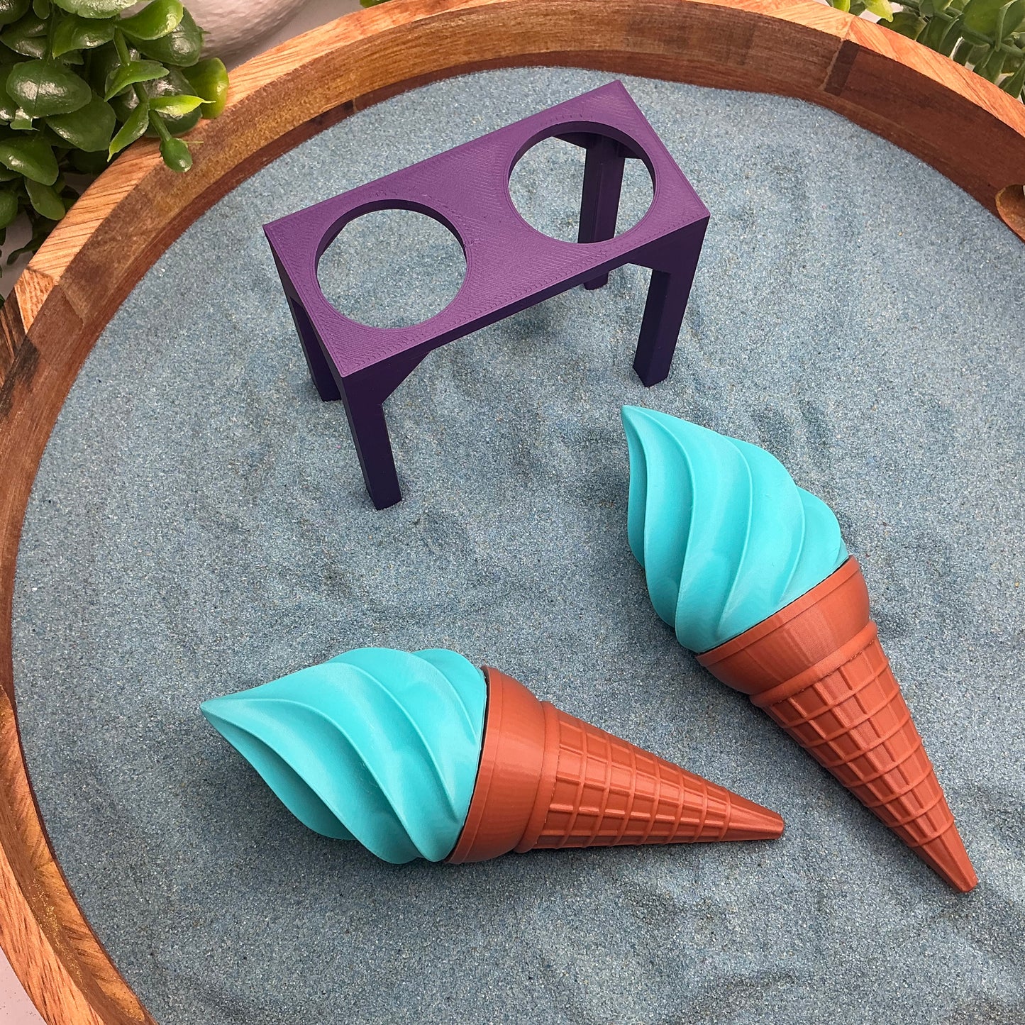 Ice Cream Scoops & Cones Twist Action Role Play Kitchen Food - showing texture