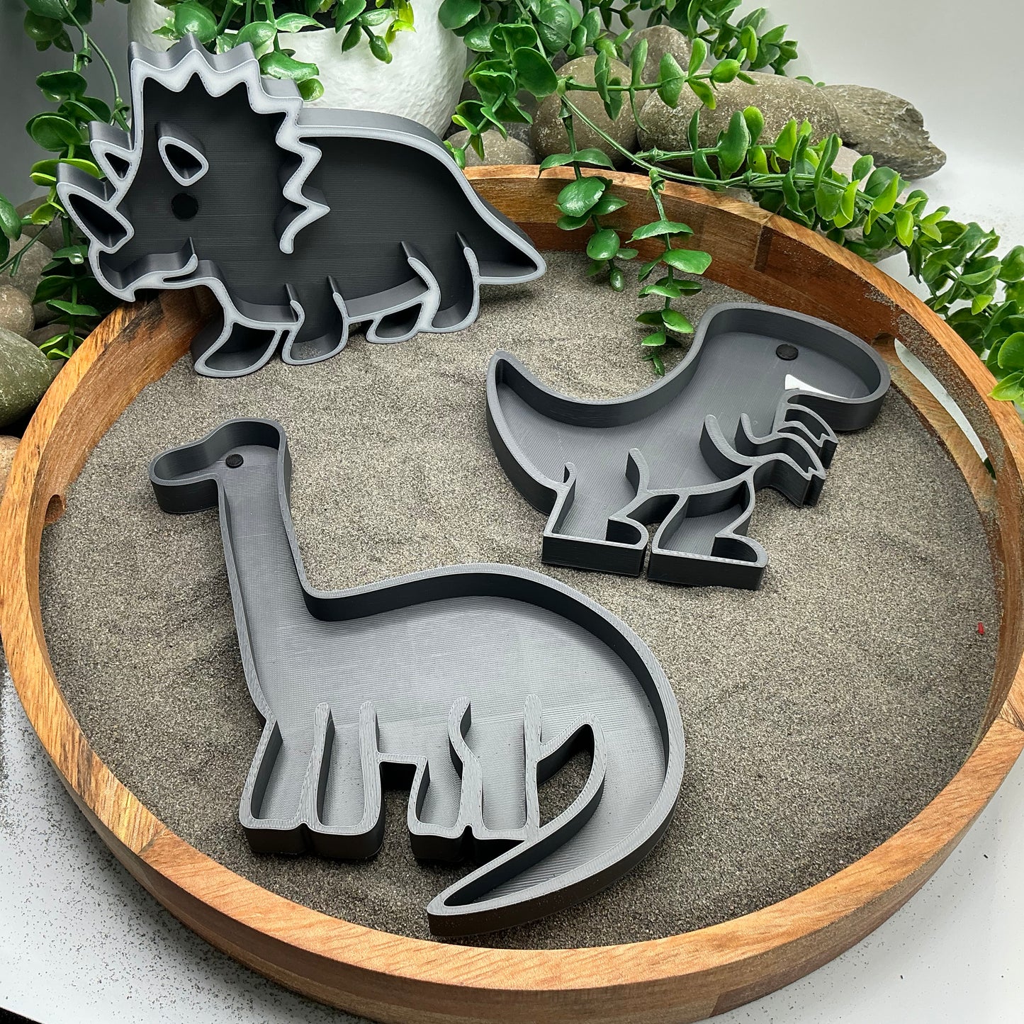 3D-printed dinosaur fill shapes sensory filling tray, 3-piece set for sand and rice tuff trays - view 1 of 11