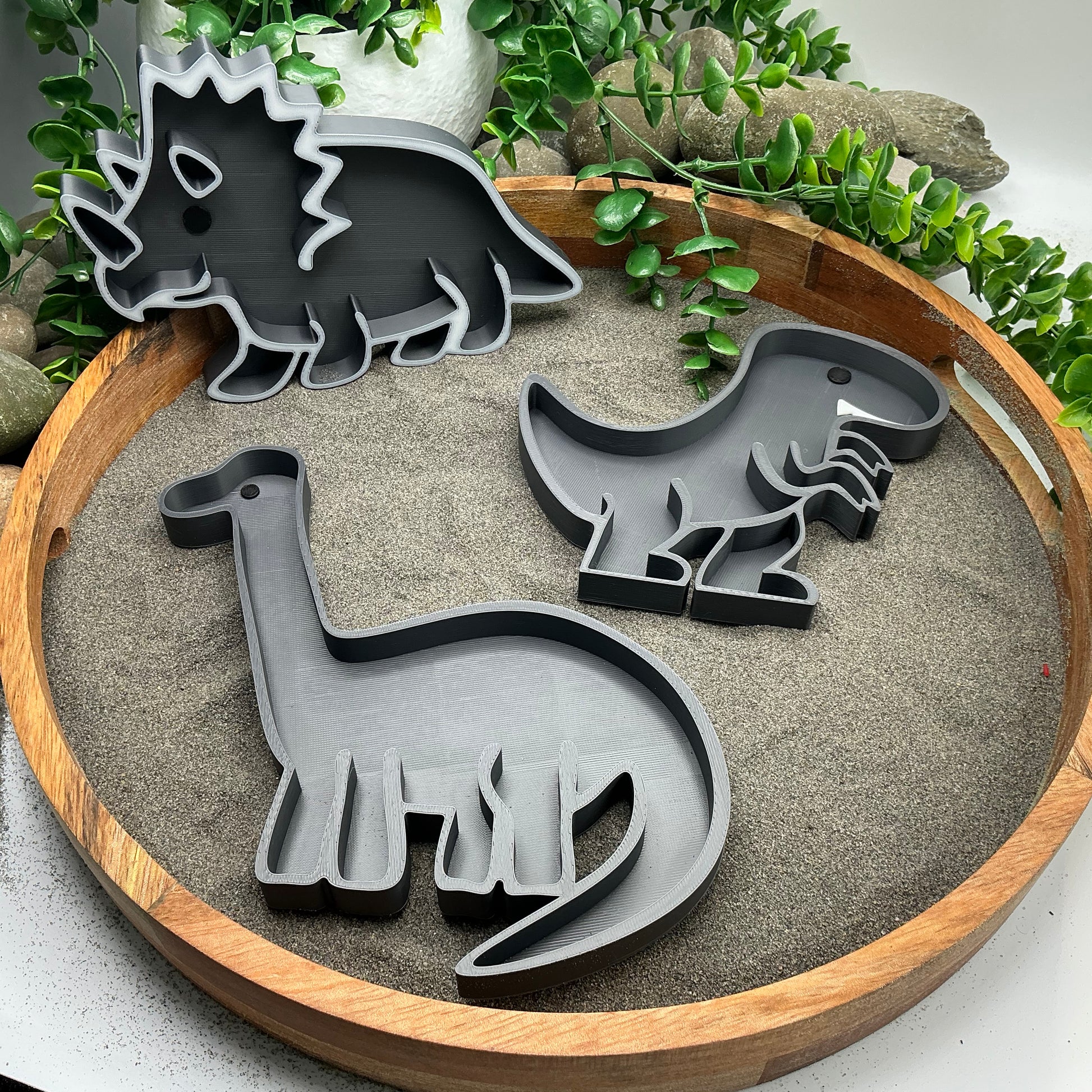 3D-printed dinosaur fill shapes sensory filling tray, 3-piece set for sand and rice tuff trays - view 1 of 11