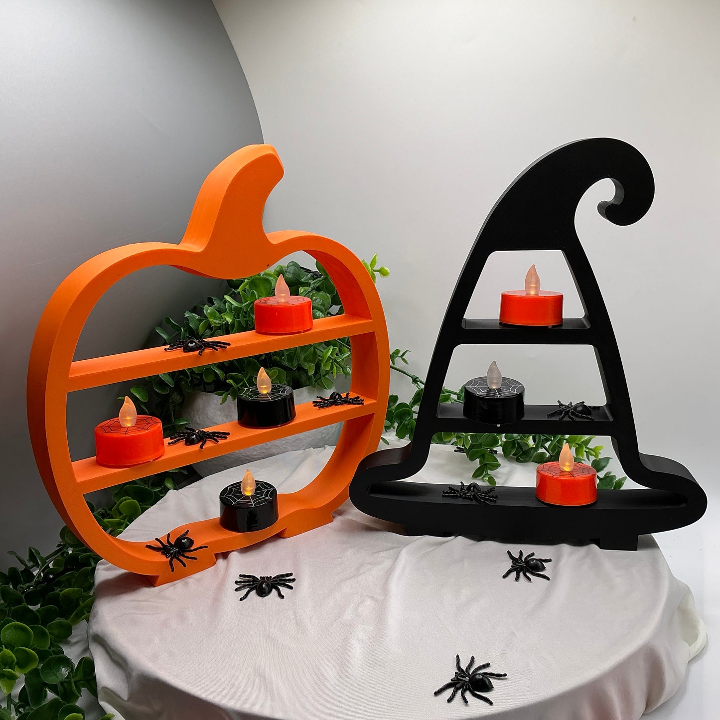 Halloween mini shelves set Cauldron, Pumpkin & Witches Hat