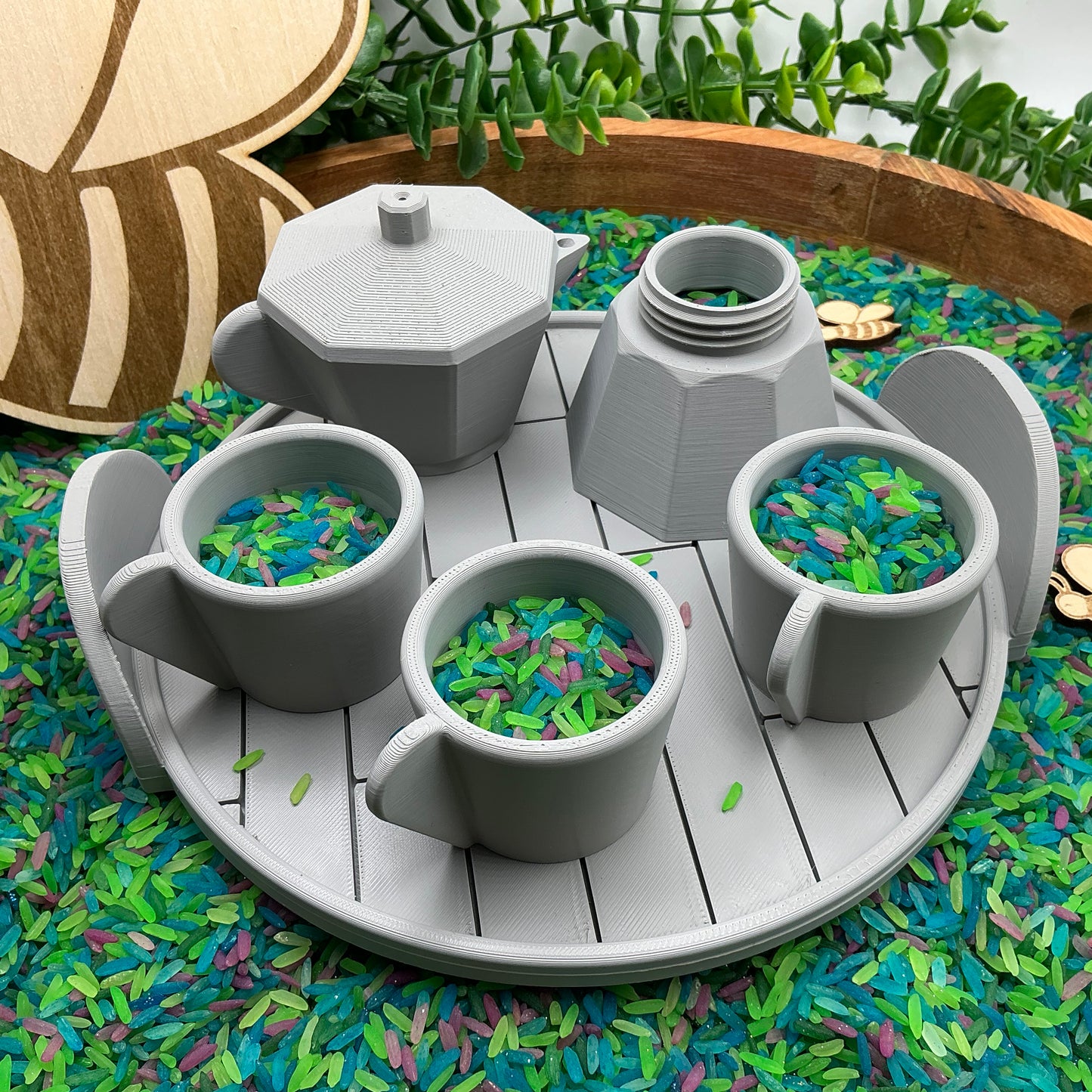 Coffee Maker Set (5 Piece) - 3D Printed Kitchen Role Play Toy, Eco-Friendly