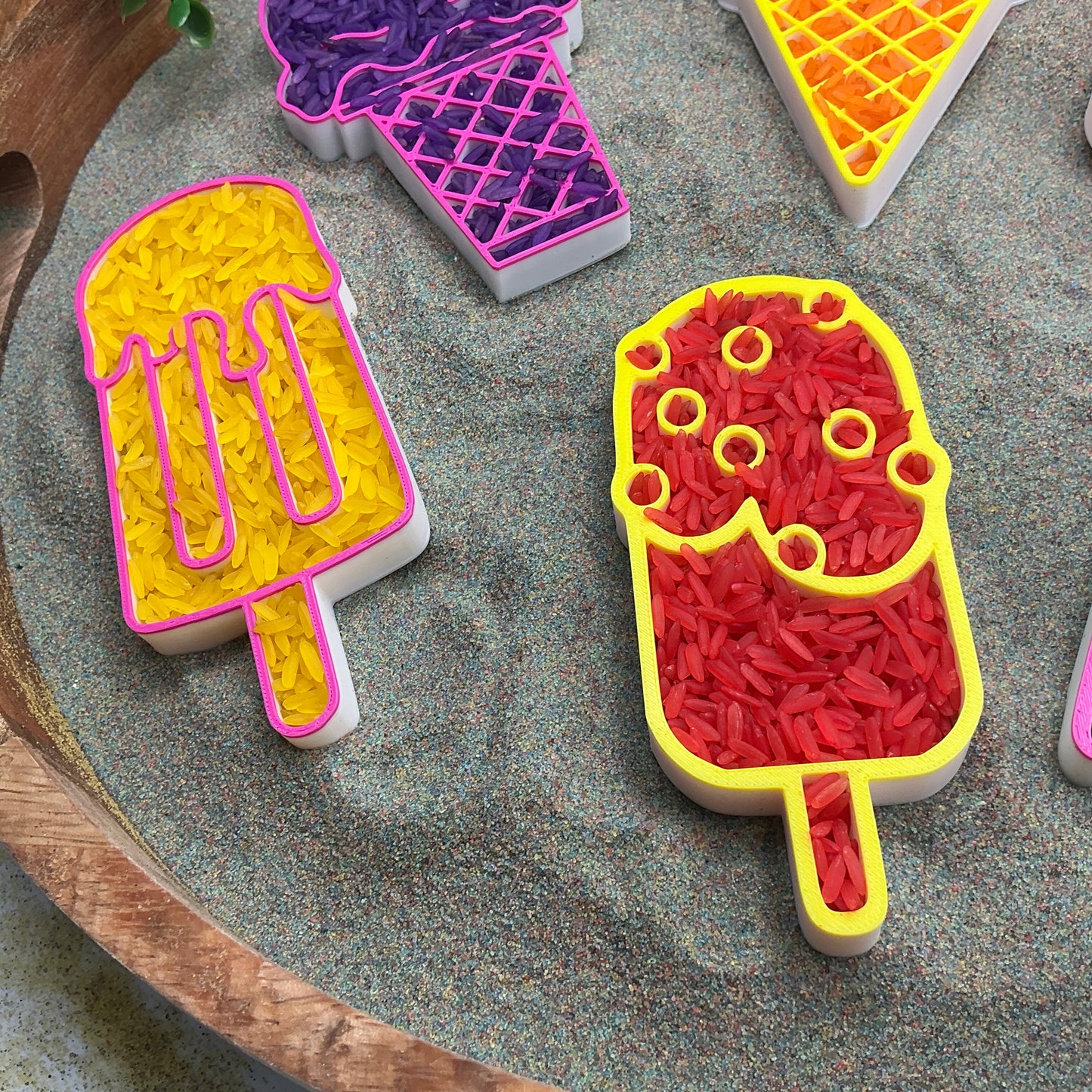 3D-printed summer ice cream sensory filling tray, 6-piece set for sand and rice tuff trays - view 6 of 11