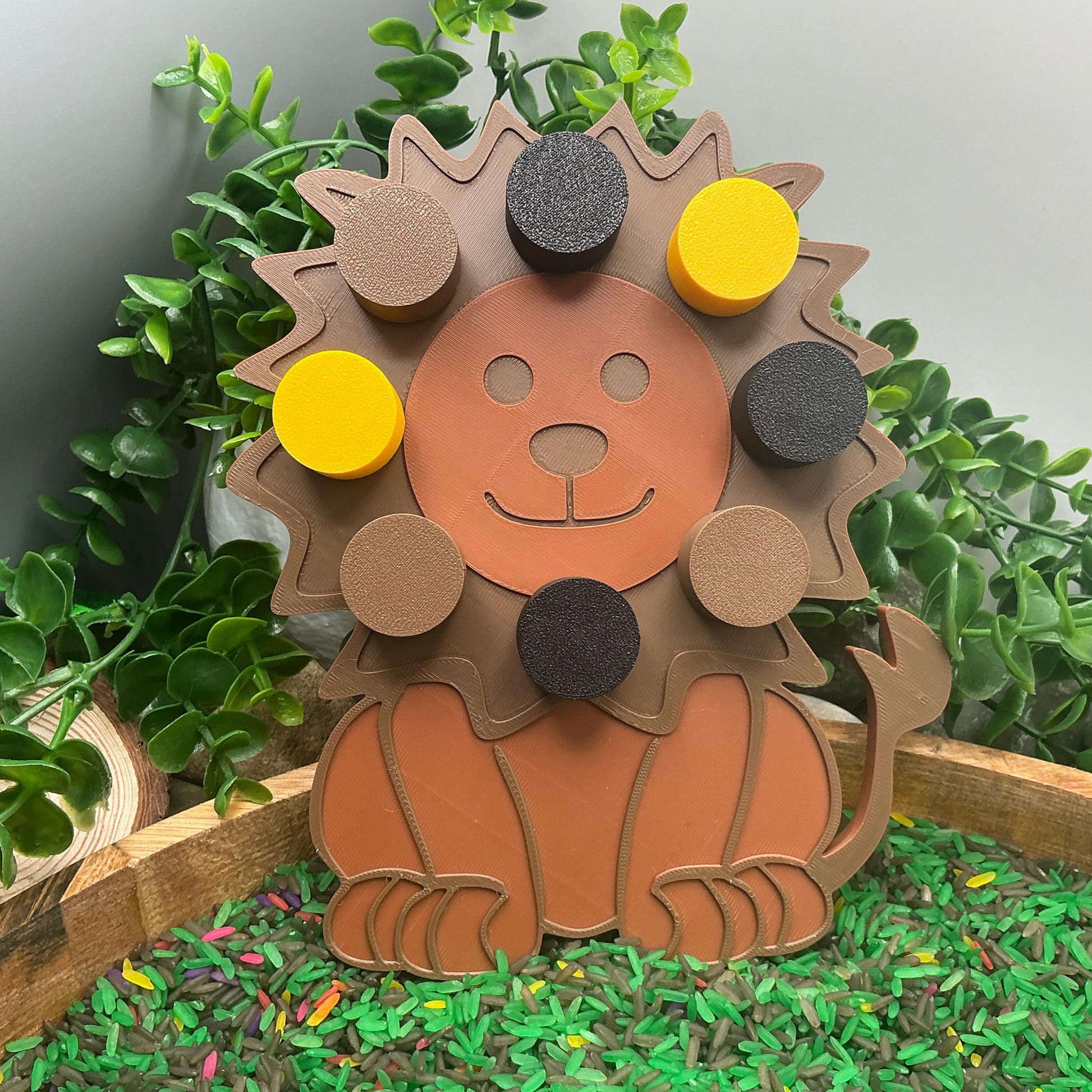 3D-printed animal thread peg board sensory set with screw-on nuts - 6 piece safari set including zebra, panda, lion, crocodile, giraffe and snake - view 12 of 25