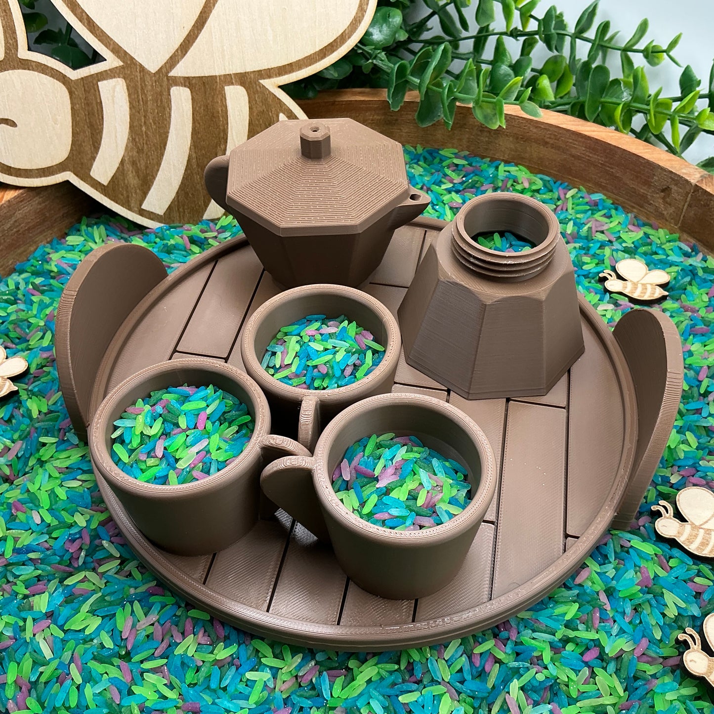 Coffee Maker Set (5 Piece) - 3D Printed Kitchen Role Play Toy, Eco-Friendly